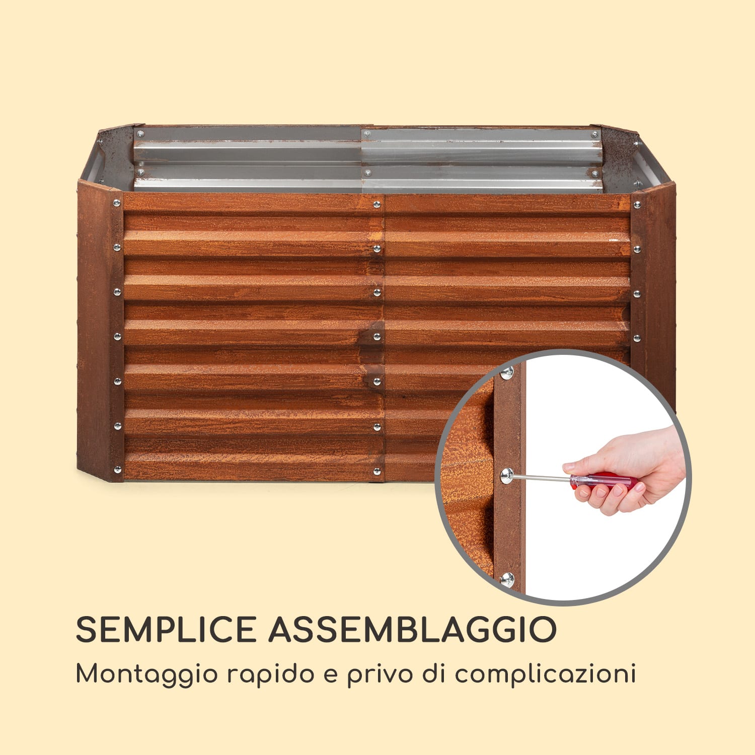 Rust Grow, aiuola rialzata, aiuola da giardino, lamiera d'acciaio zincata, finitura effetto ruggine 120 x 60 x 60 cm | Ruggine