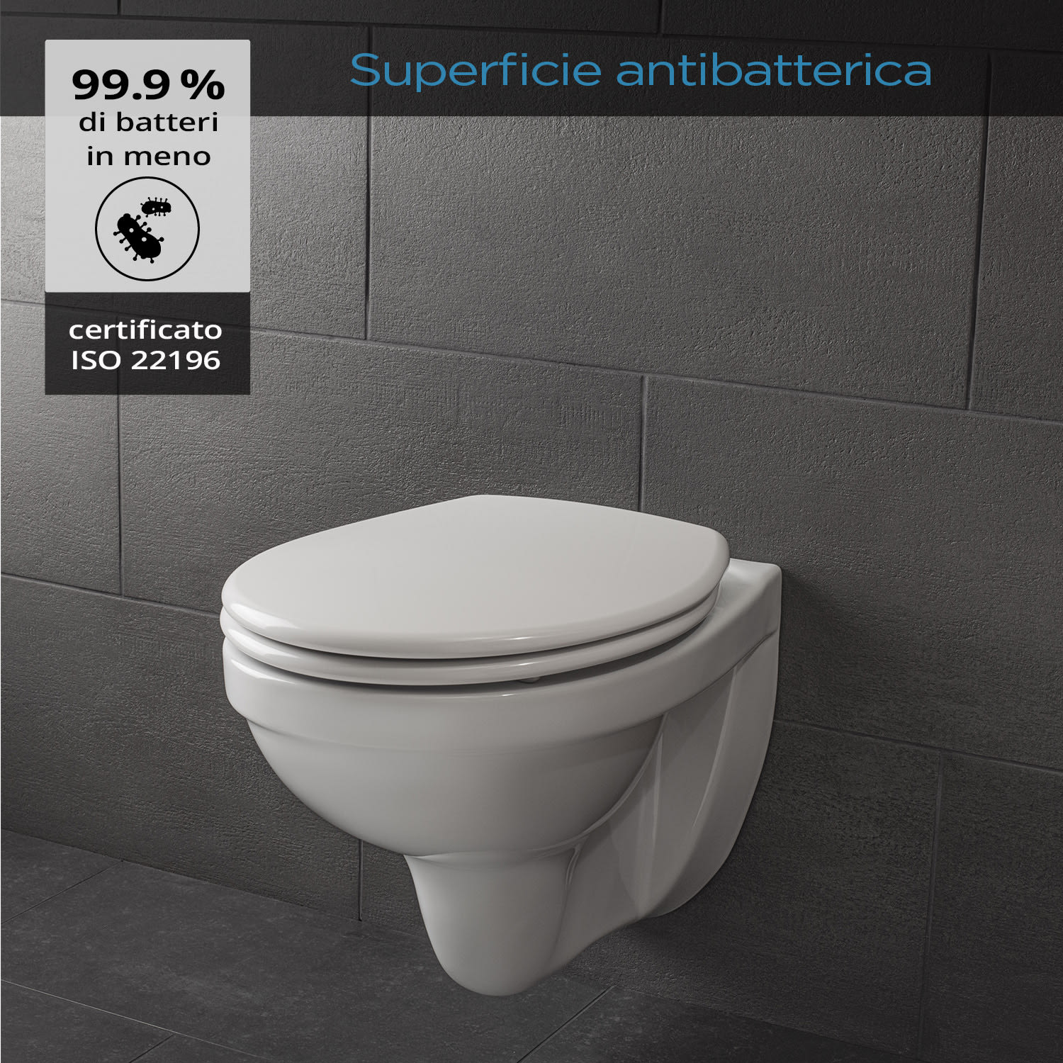 Celesto, Tavoletta per WC, Forma a O, Abbassamento Automatico, Antibatterica 