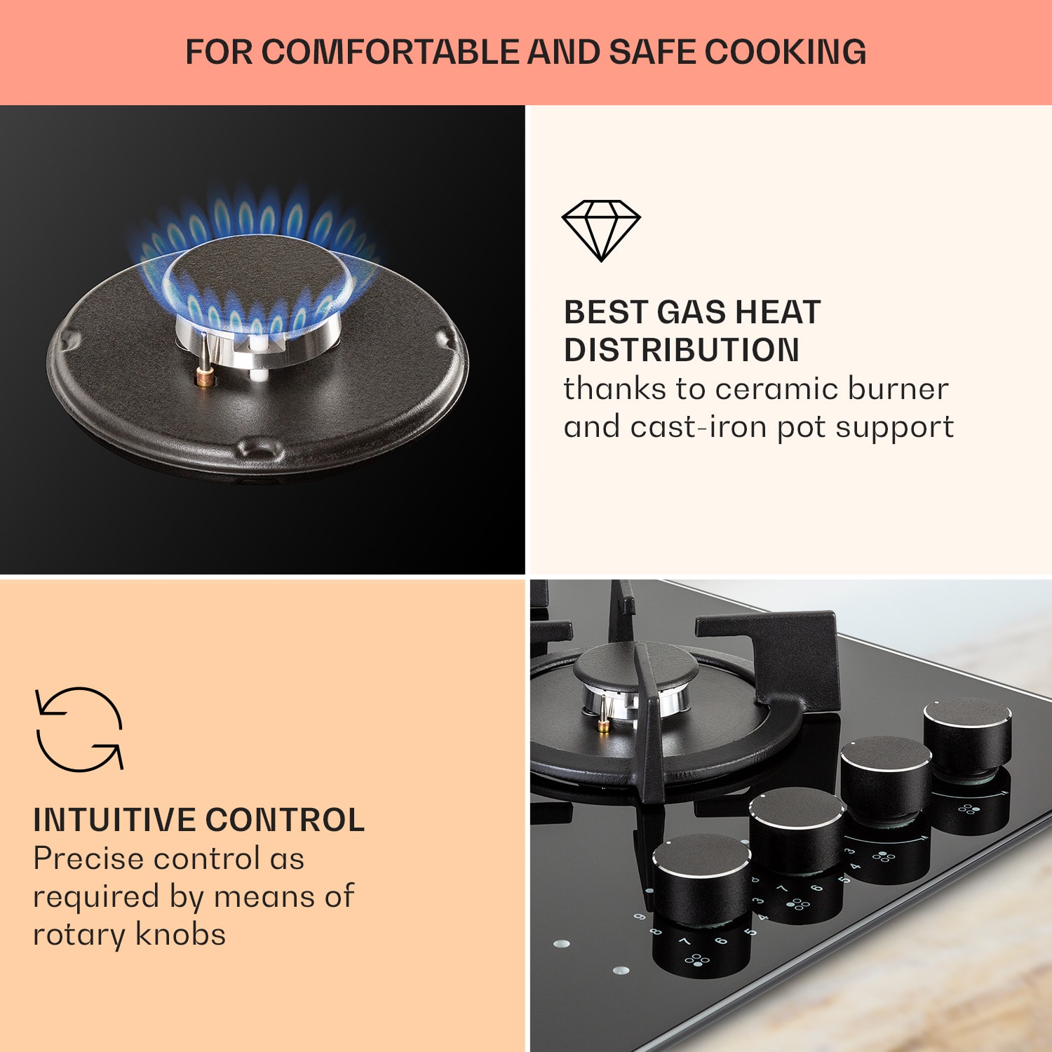 MultiChef 4 combo gas hob gas/glass ceramic 4 zones 4