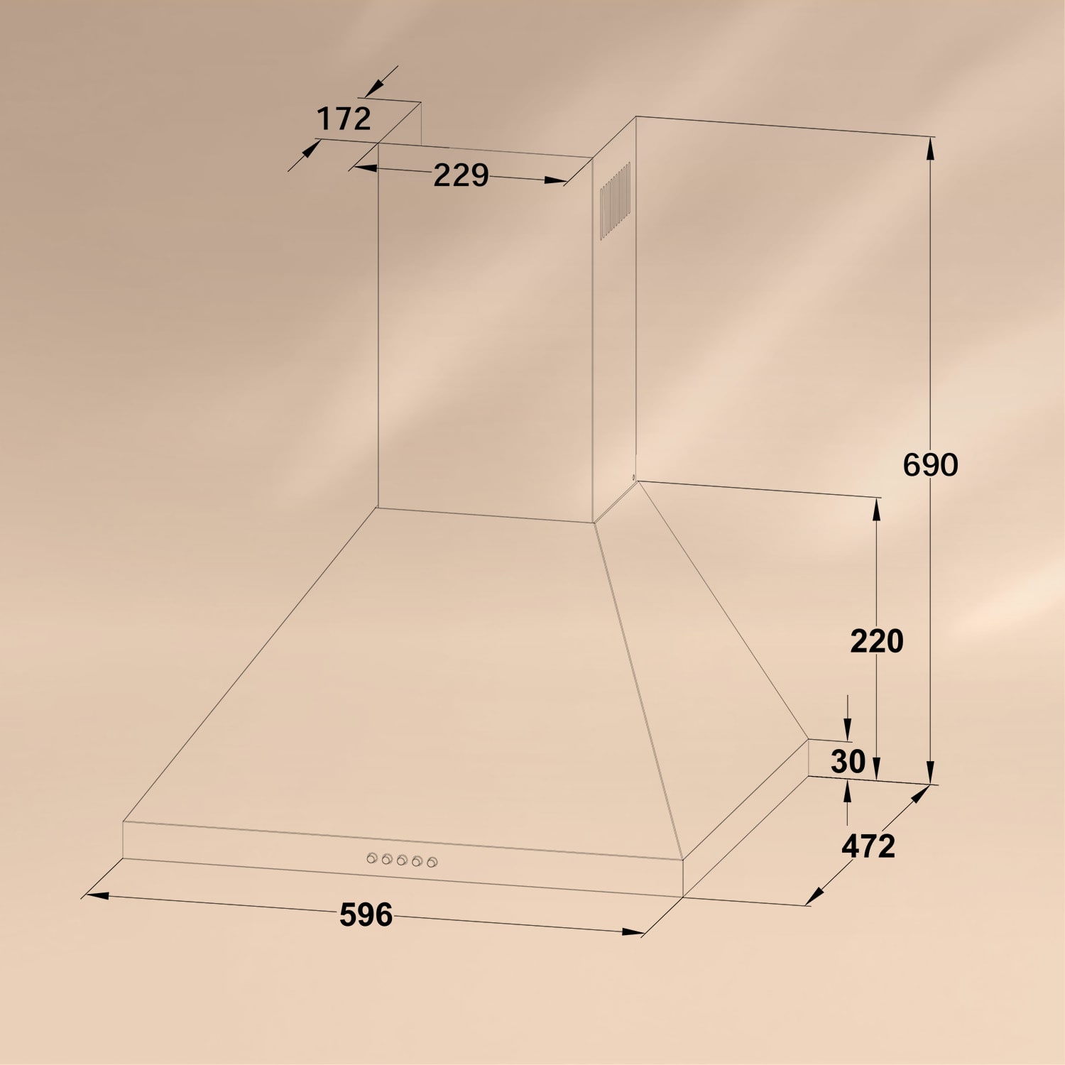 Cappa aspirante Victoria 60 cm design rétro 644,5 m³/h 2 lampade LED 60 cm | Nero
