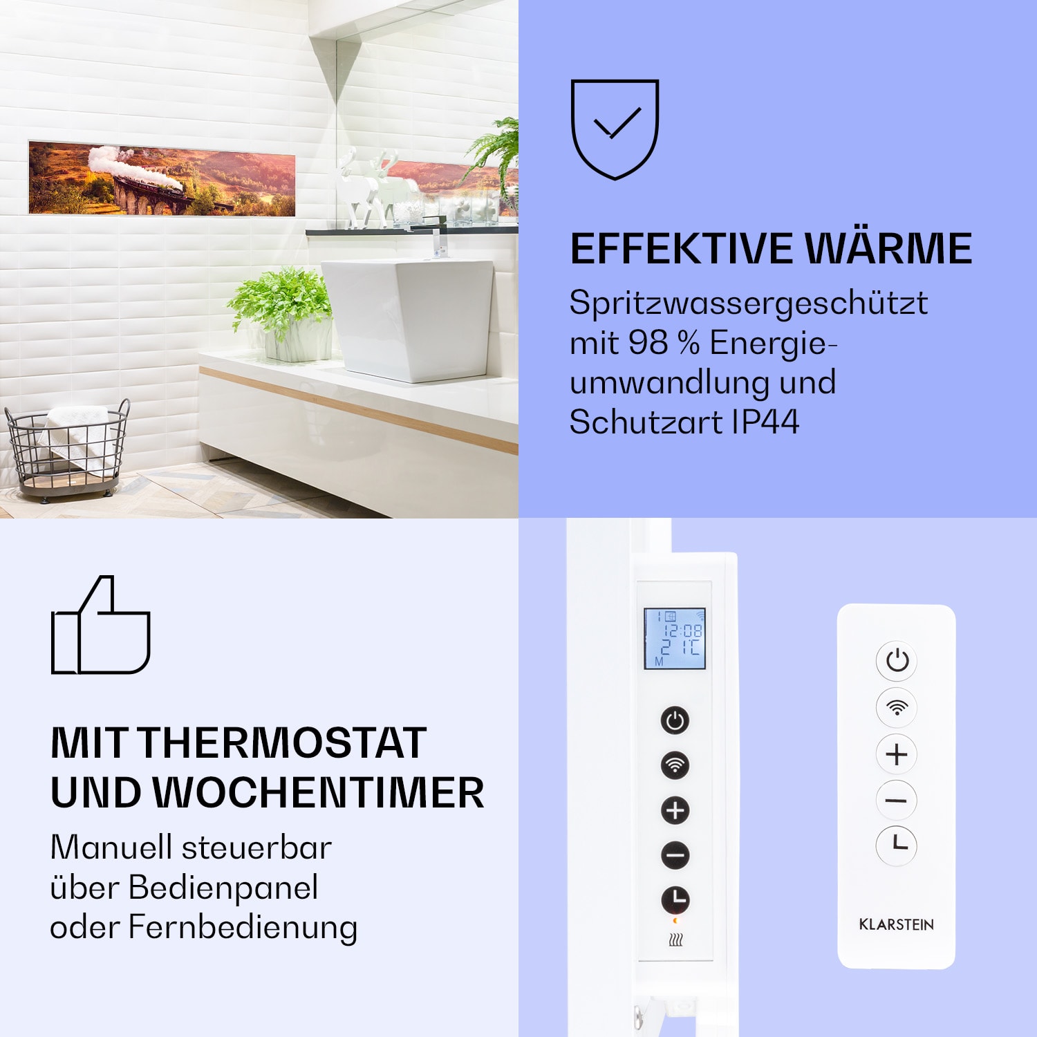 Wonderwall Air Art Smart Infrarotheizung Zug 120x30cm 350W 120 x 30 cm | Zug, weißer Rahmen