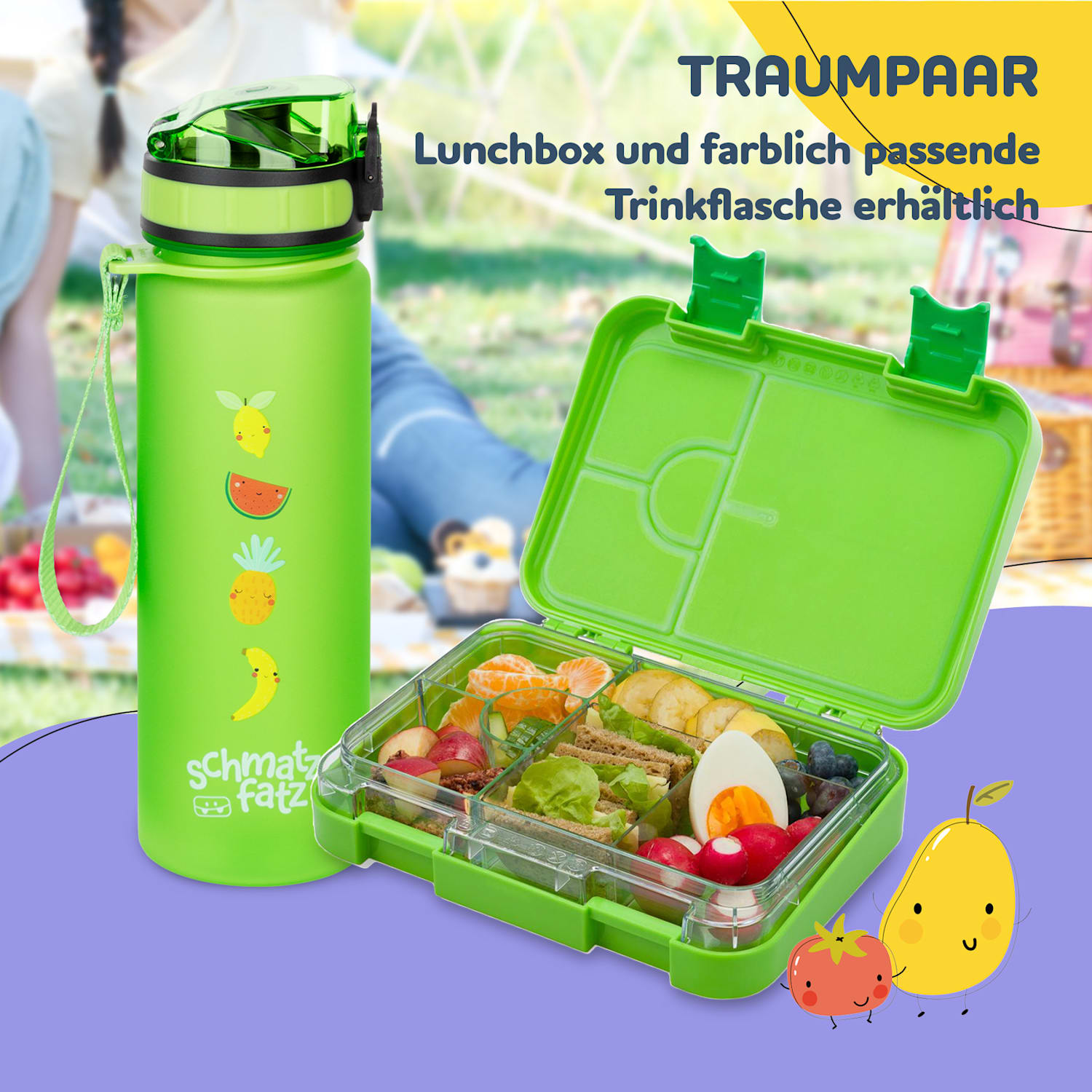 schmatzfatz junior Lunchbox 6 Fächer 21,3 x 15 x 4,5 cm  Grün