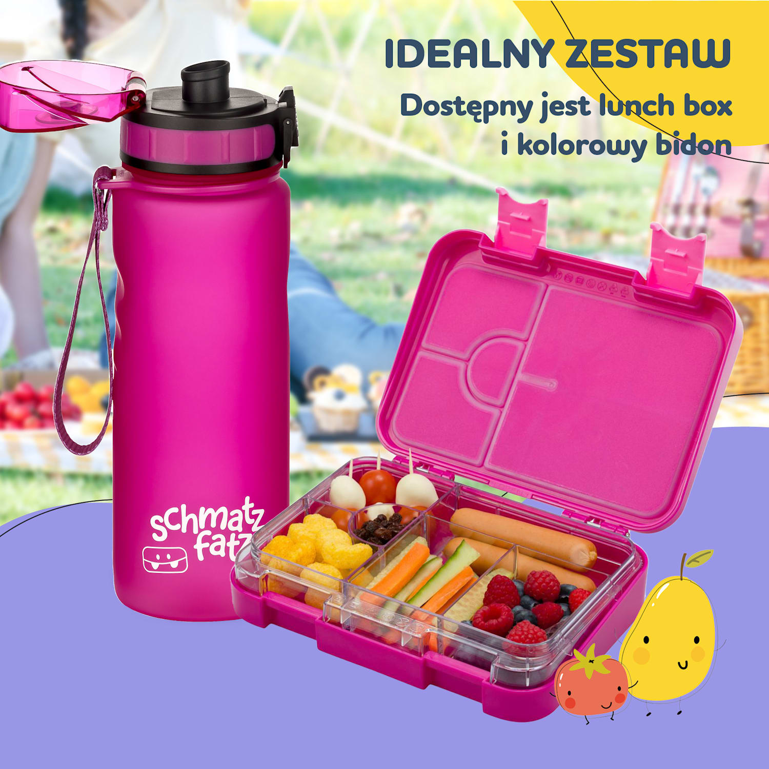 schmatzfatz junior, lunch box, 6 przegródek, 21,3 x 15 x 4,5 cm  Fuksja