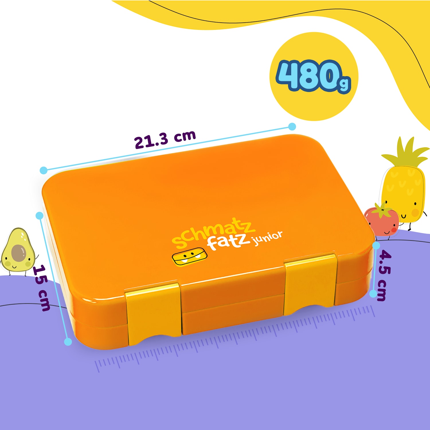 schmatzfatz junior Lunchbox 6 Fächer 21,3 x 15 x 4,5 cm  Orange
