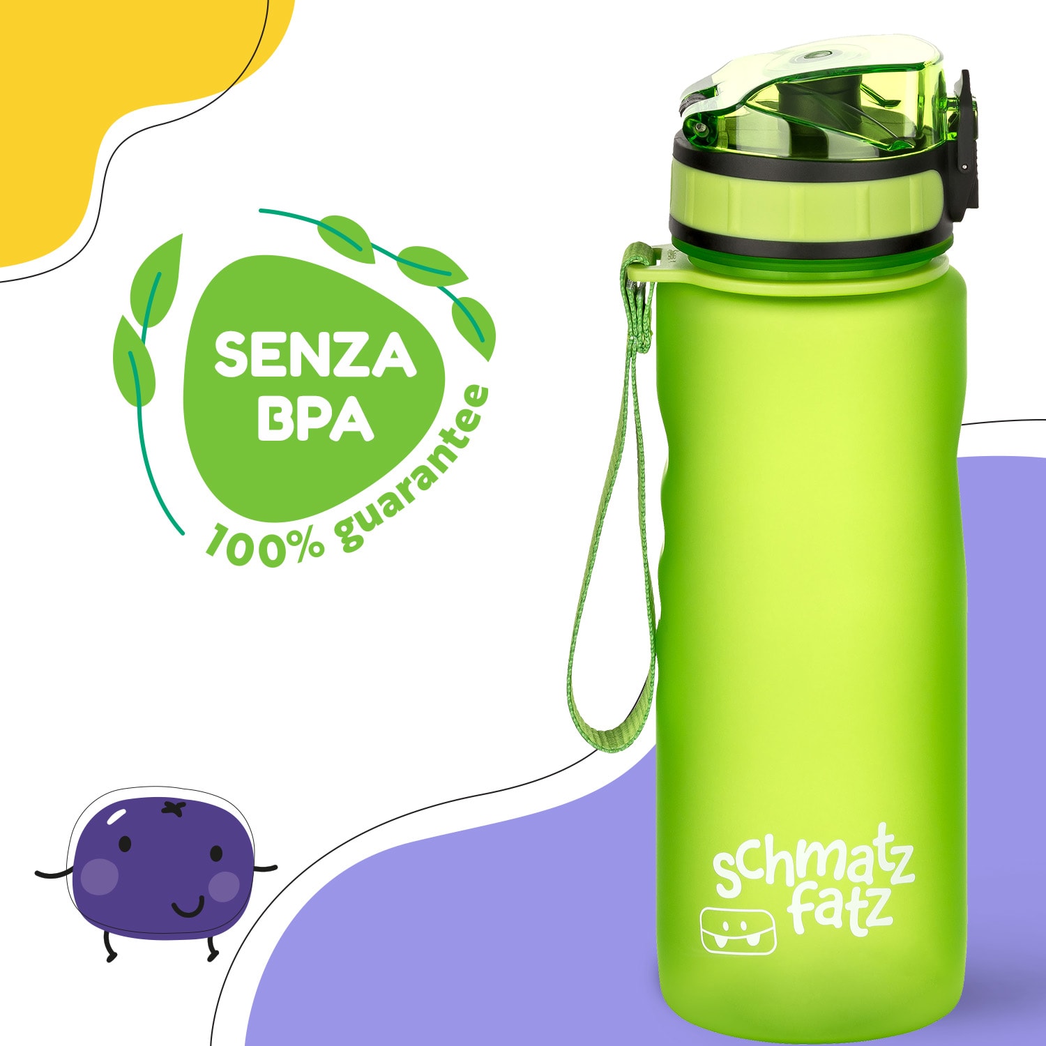 schmatzfatz, Borraccia Sportiva, 500 ml, 24 cm, Tritan 