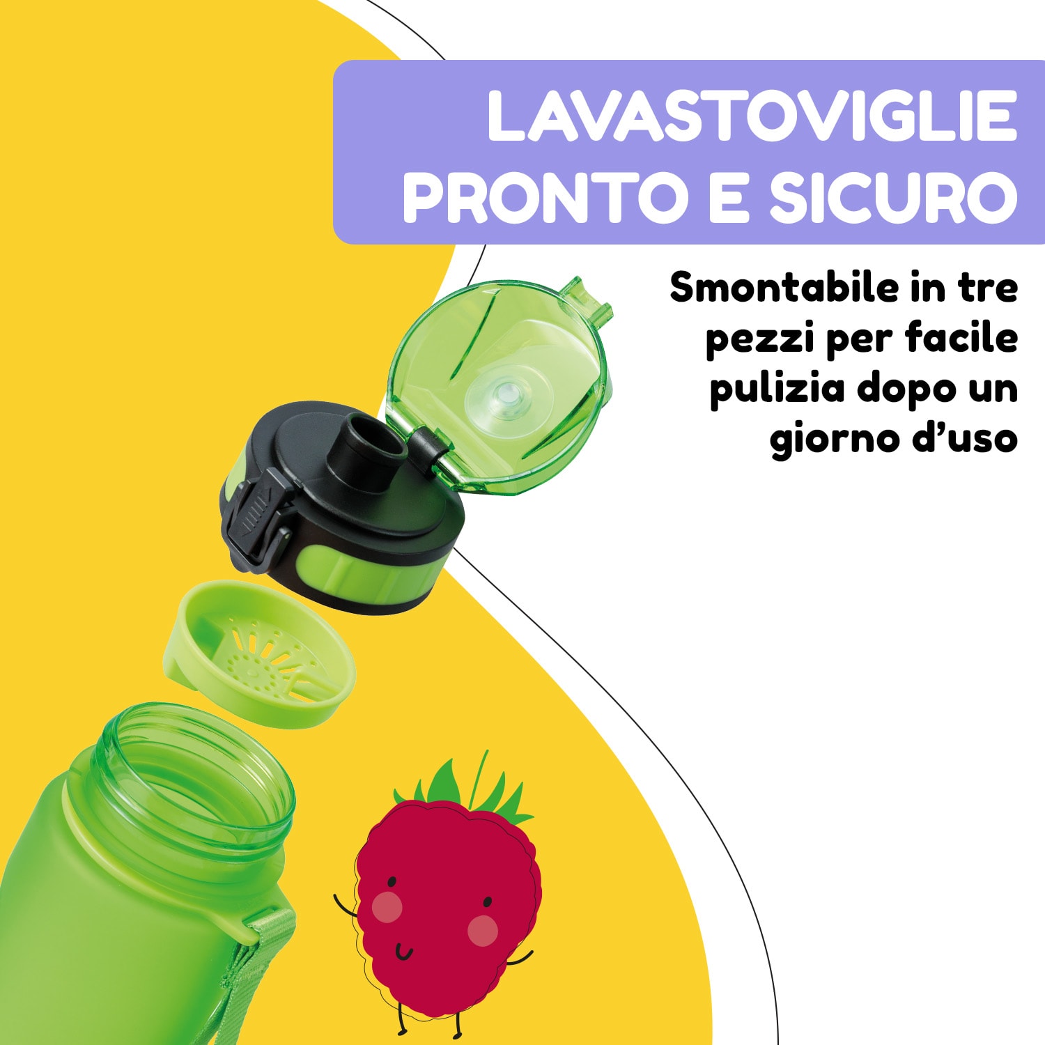 schmatzfatz, Borraccia Sportiva, 500 ml, 24 cm, Tritan 