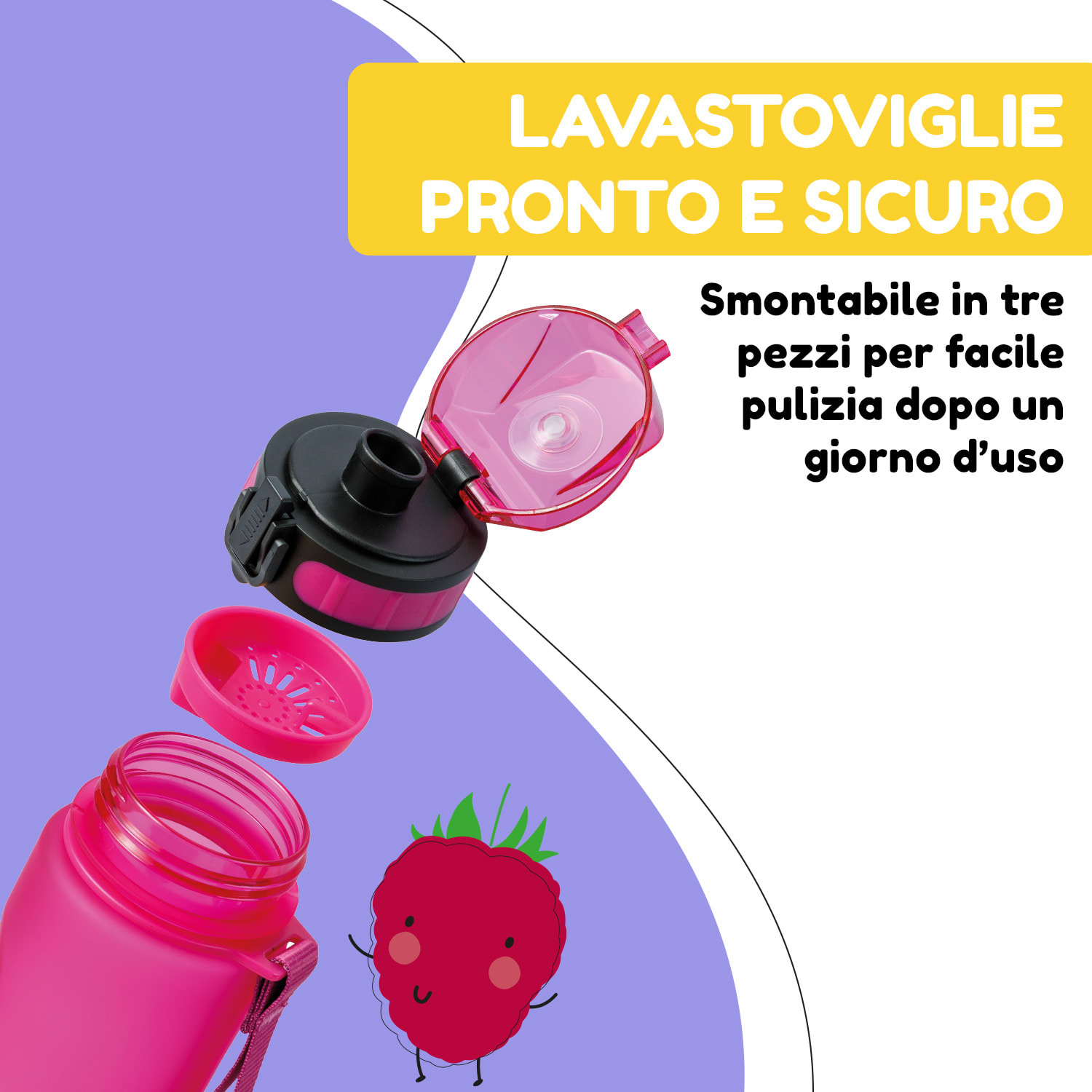 schmatzfatz, Borraccia Sportiva, 500 ml, 24 cm, Tritan 500 ml | Fucsia