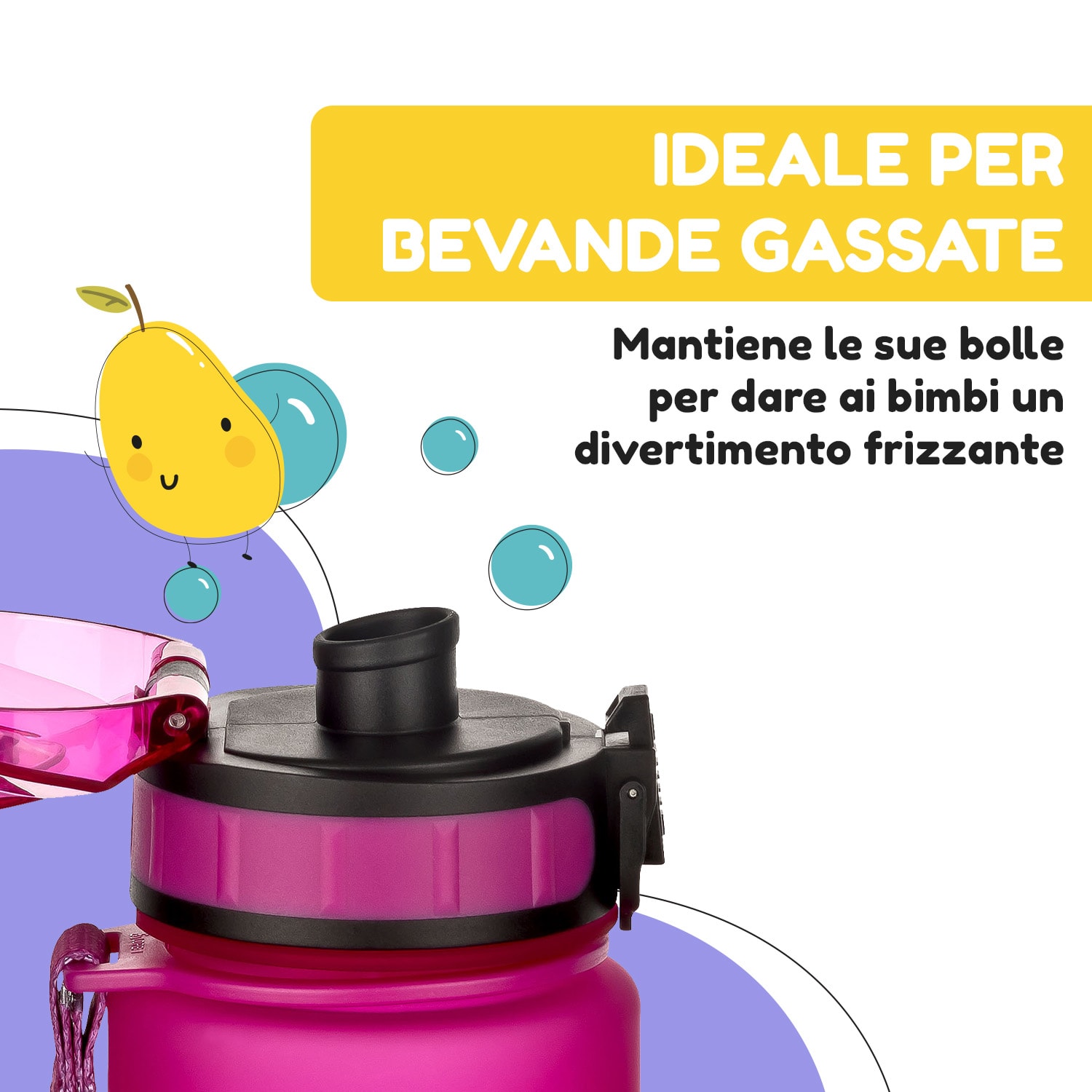 schmatzfatz, Borraccia Sportiva, 500 ml, 24 cm, Tritan 500 ml | Fucsia