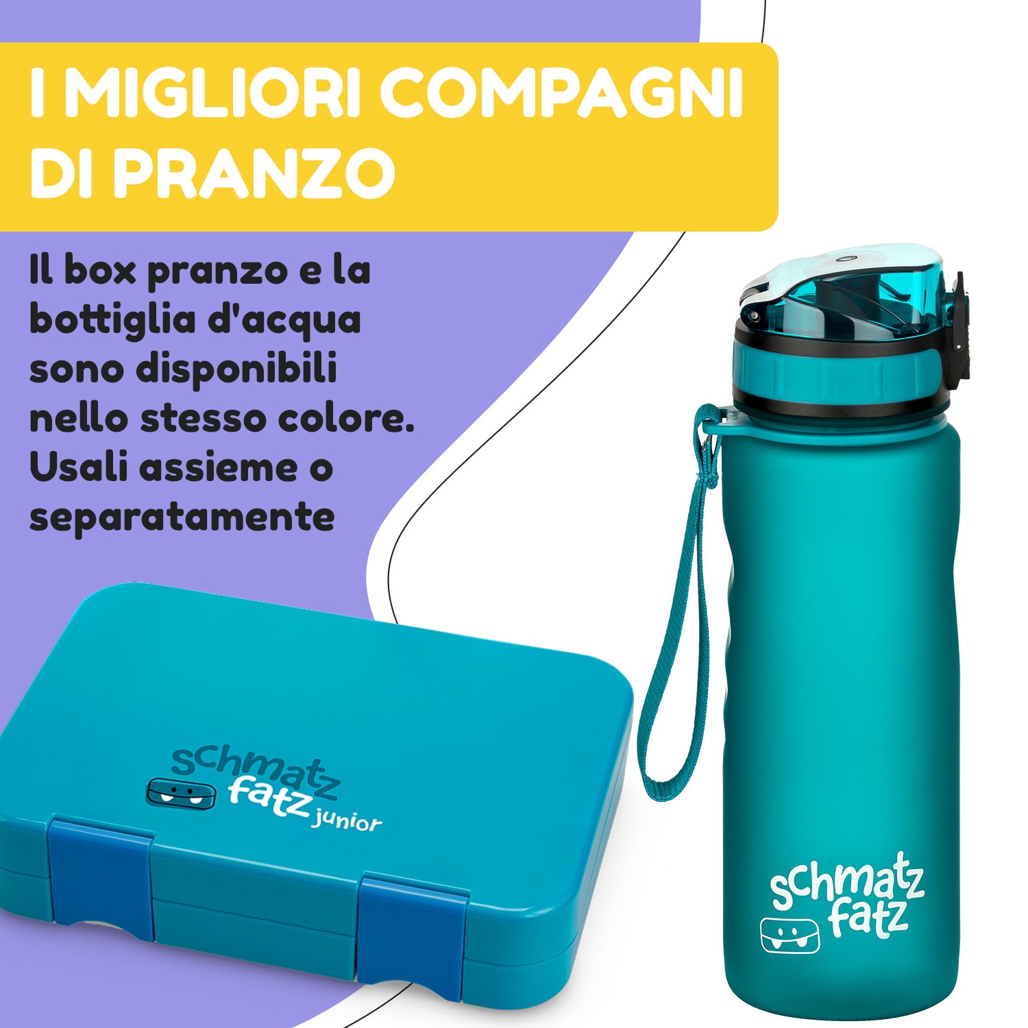 schmatzfatz, Borraccia Sportiva, 500 ml, 24 cm, Tritan 500 ml | Turchese