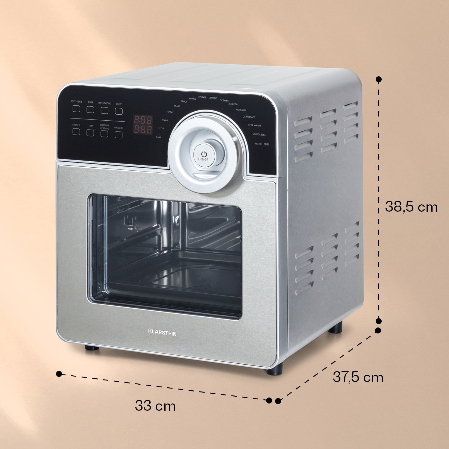 AeroVital Cube Chef Heißluftfritteuse  1700 W 14 Liter 16 Programme Ober- und Unterhitze 