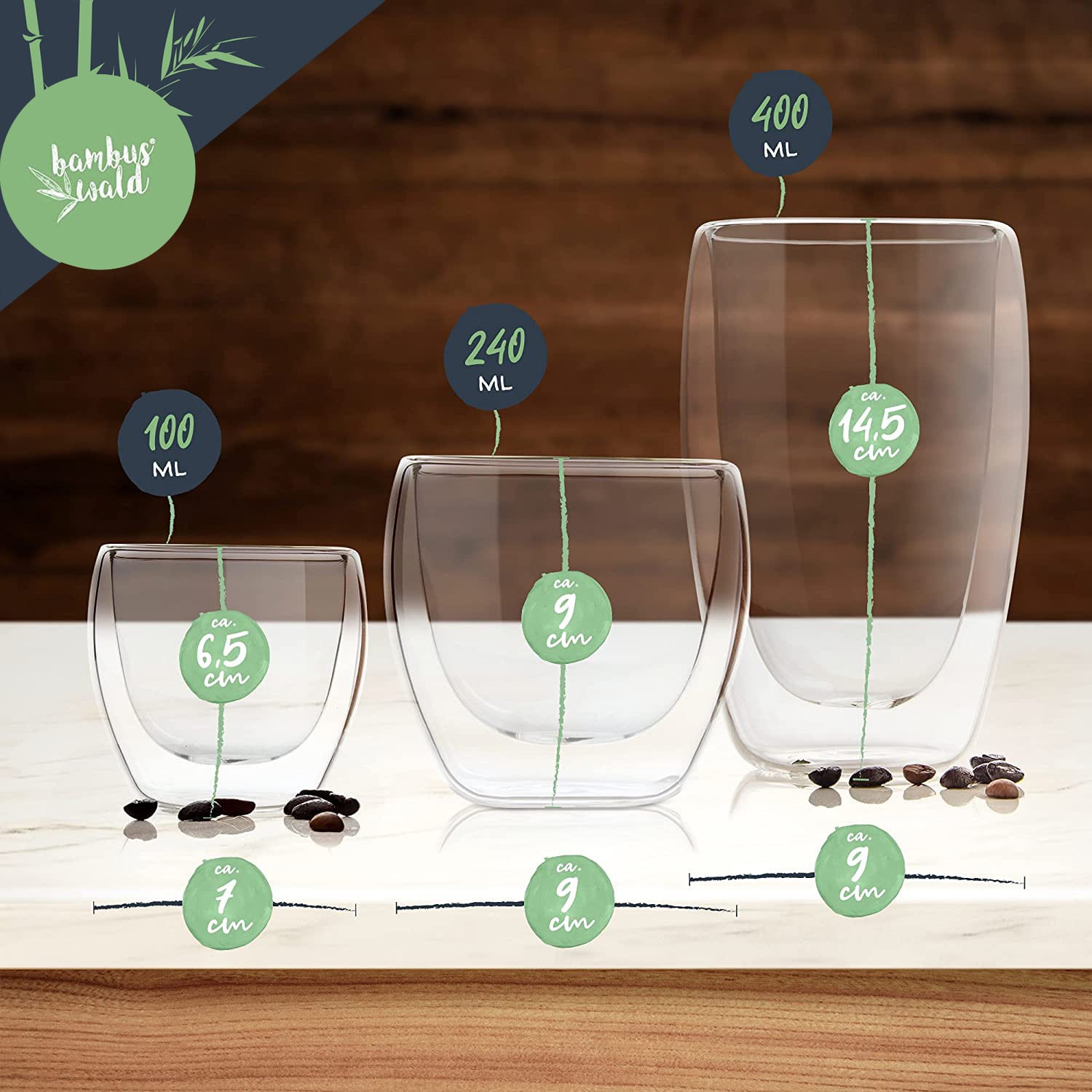Kaffeeglas 100 ml Thermoglas handgemacht Borosilikatglas S