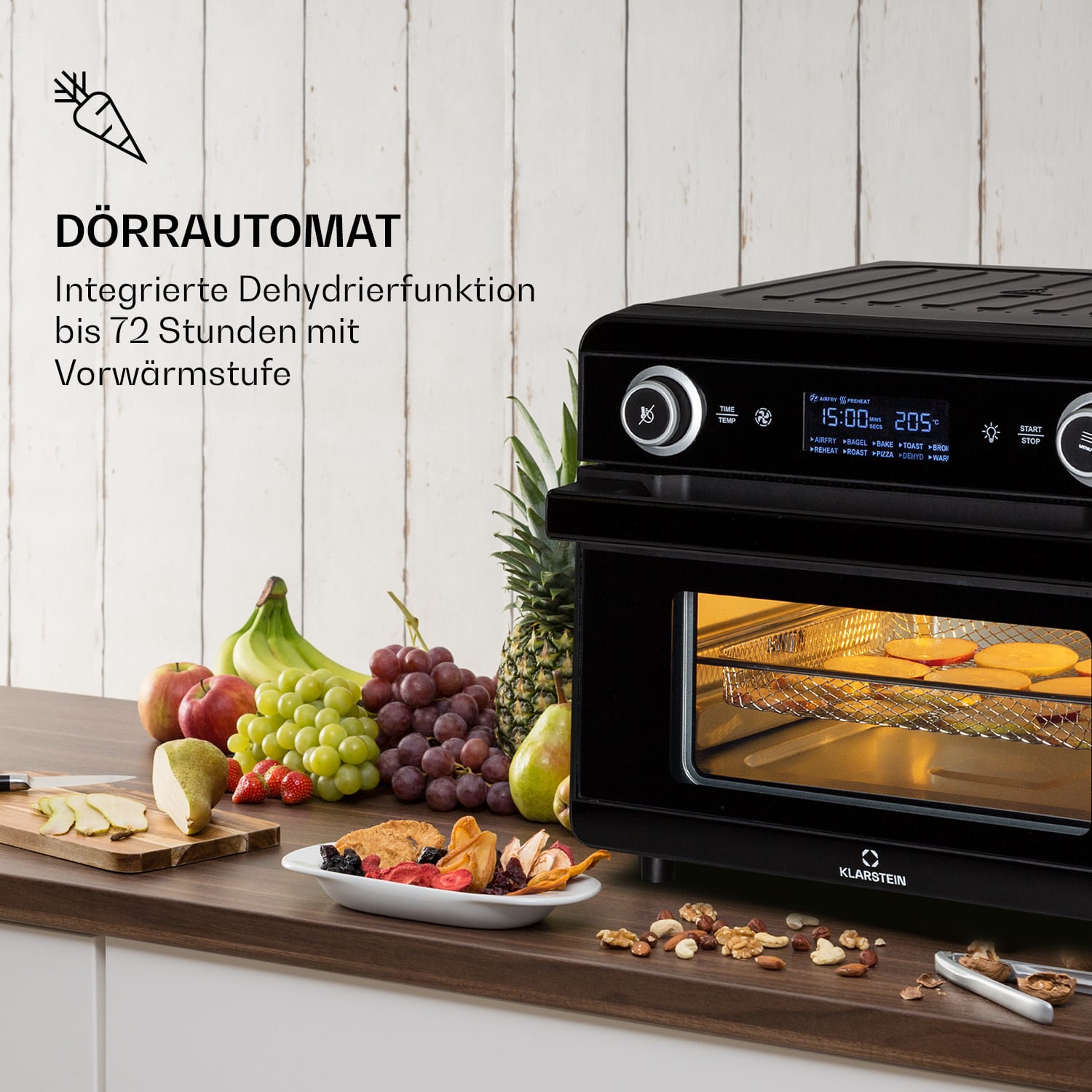 AeroVital Jumbo 3-in-1 Friggitrice ad aria calda Tostapane Essiccatore 1550 W 18 Litri Nero