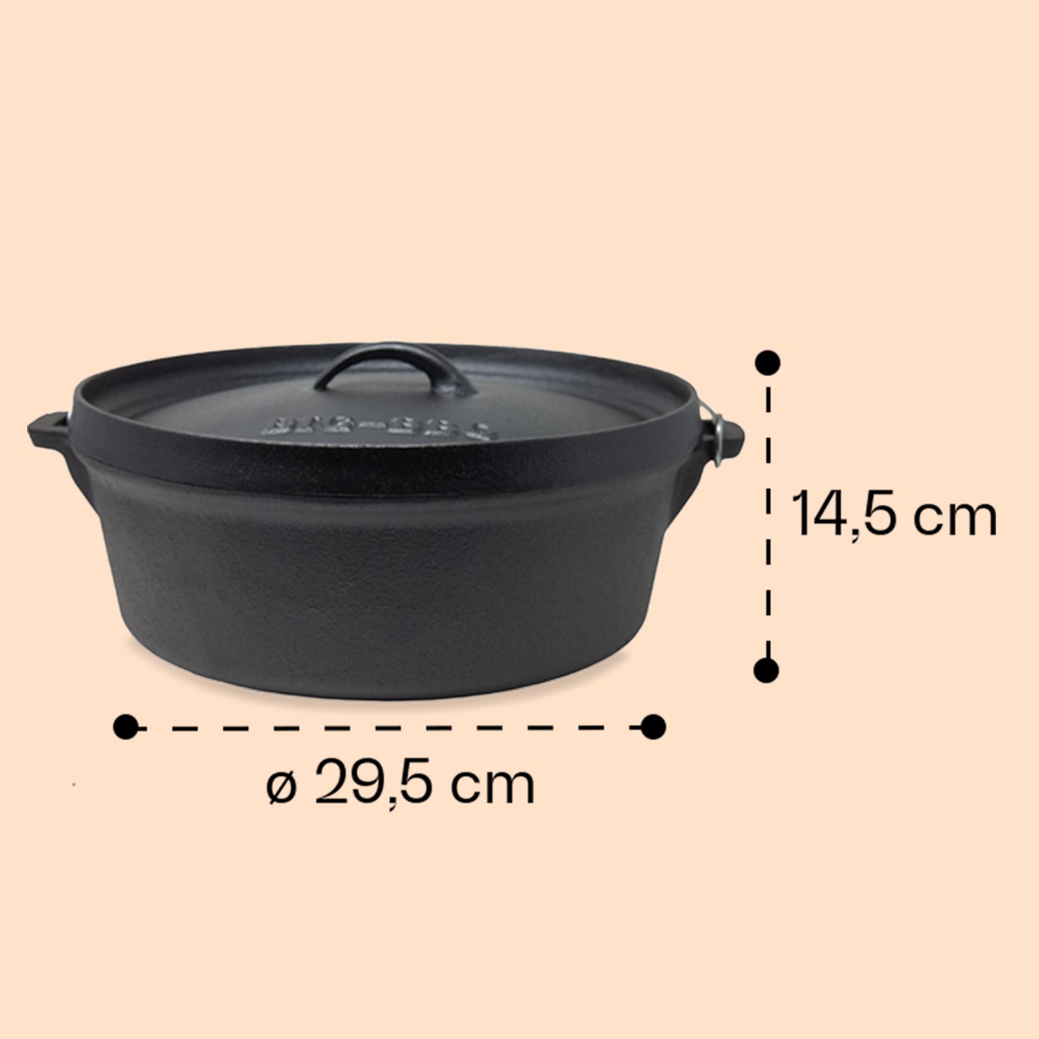 Galloway Dutch Oven 5.8 BBQ Pot Cast Iron Pre-Baked Size M / 5.8 qt ca. 5.5 Ltr / 5.8 qt | without feet