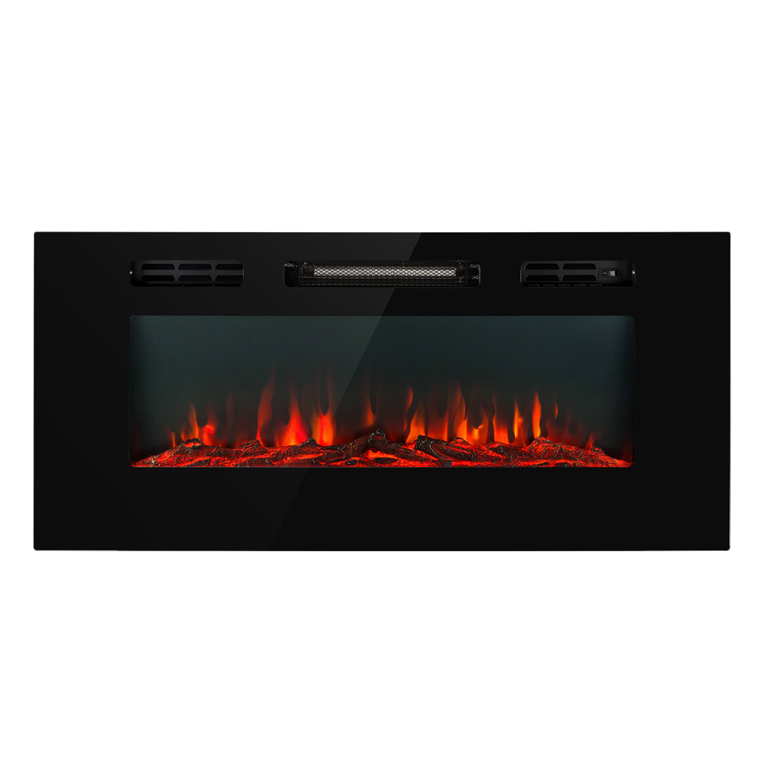 Galeras - Camino elettrico da parete e da incasso, 1800 W, LED, 3 colori, timer 102 x 47 x 13 cm | Nero trasparente