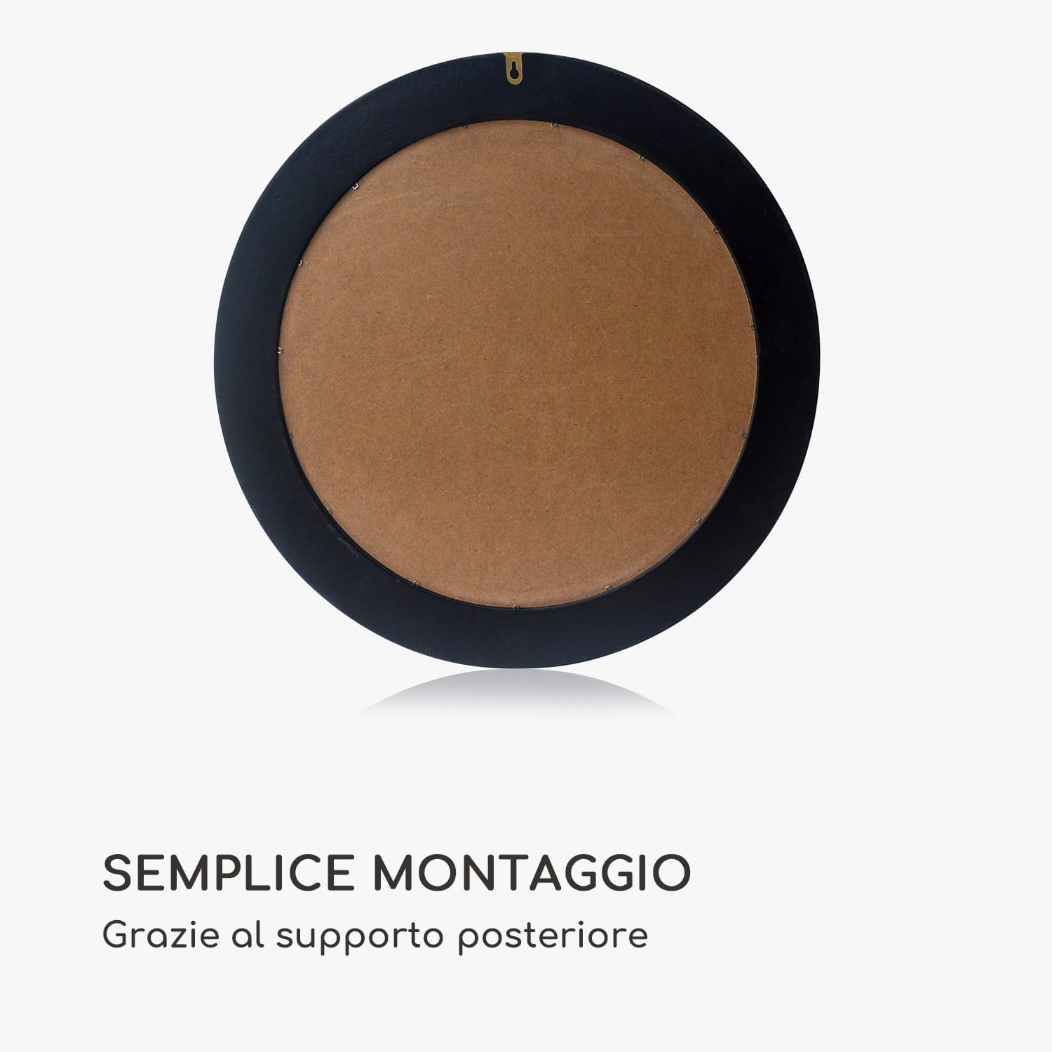 Cheyne specchio da parete, cornice di legno, rotondo, Ø 60 cm, design a mosaico Nero