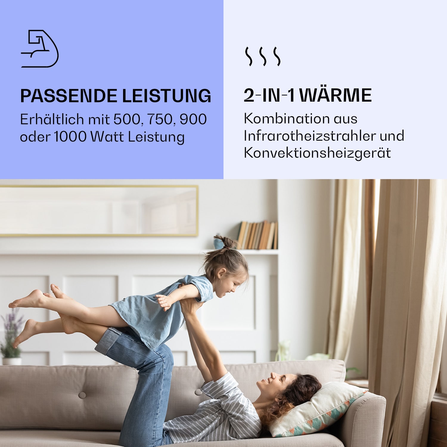 La Palma 900 smart Infrarotstrahler Konvektor 40x160cm 900W Spiegel Standfuß 