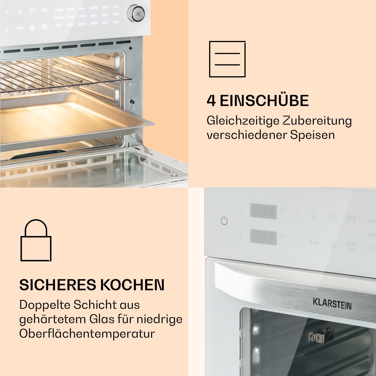 Vigor Air Heißluftfritteuse 1800 W 30 Liter 18 Programme 