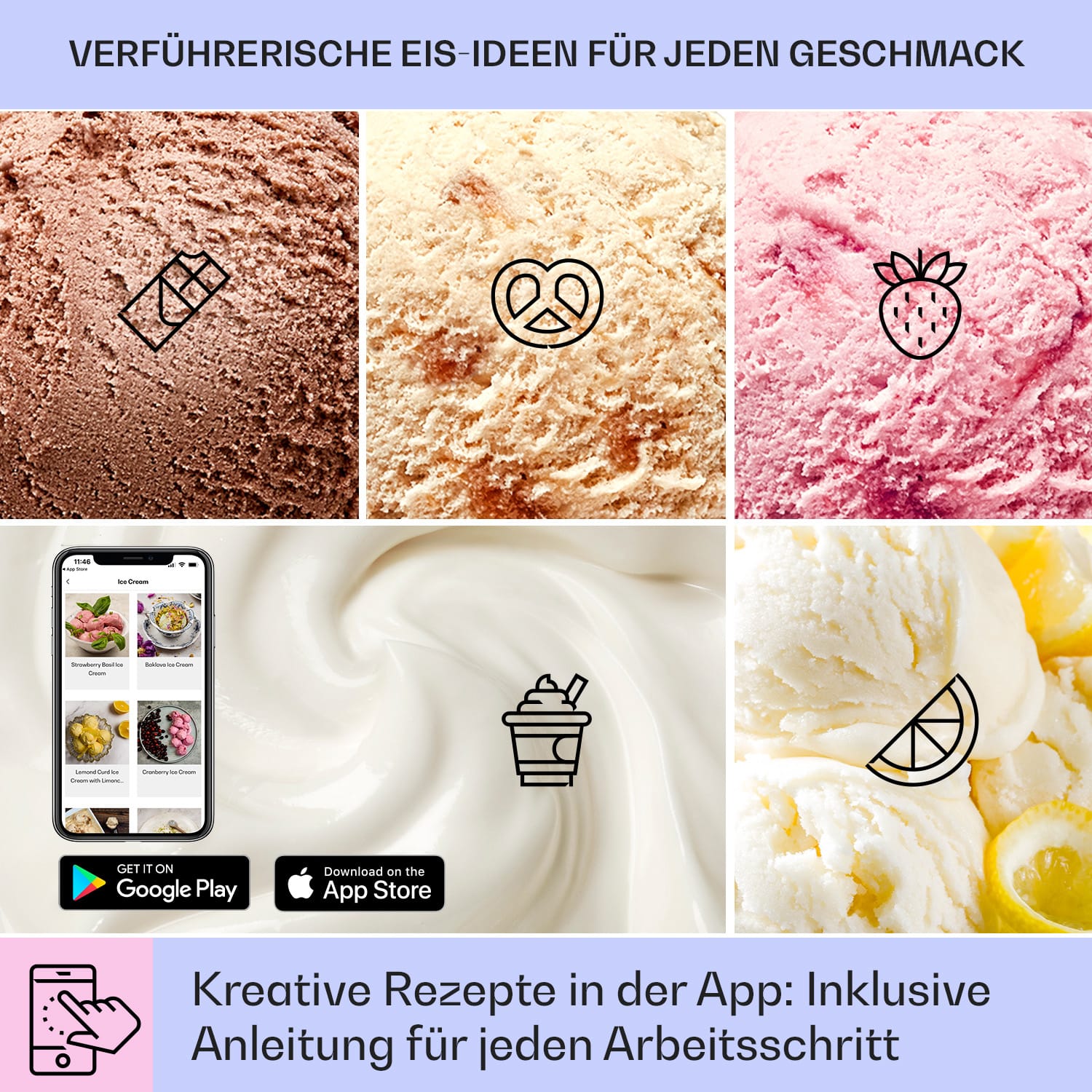 Dolce Bacio Smart Eiscremebereiter Yogurtmaker Kompressor 2 Liter WiFi Touch Edelstahl 