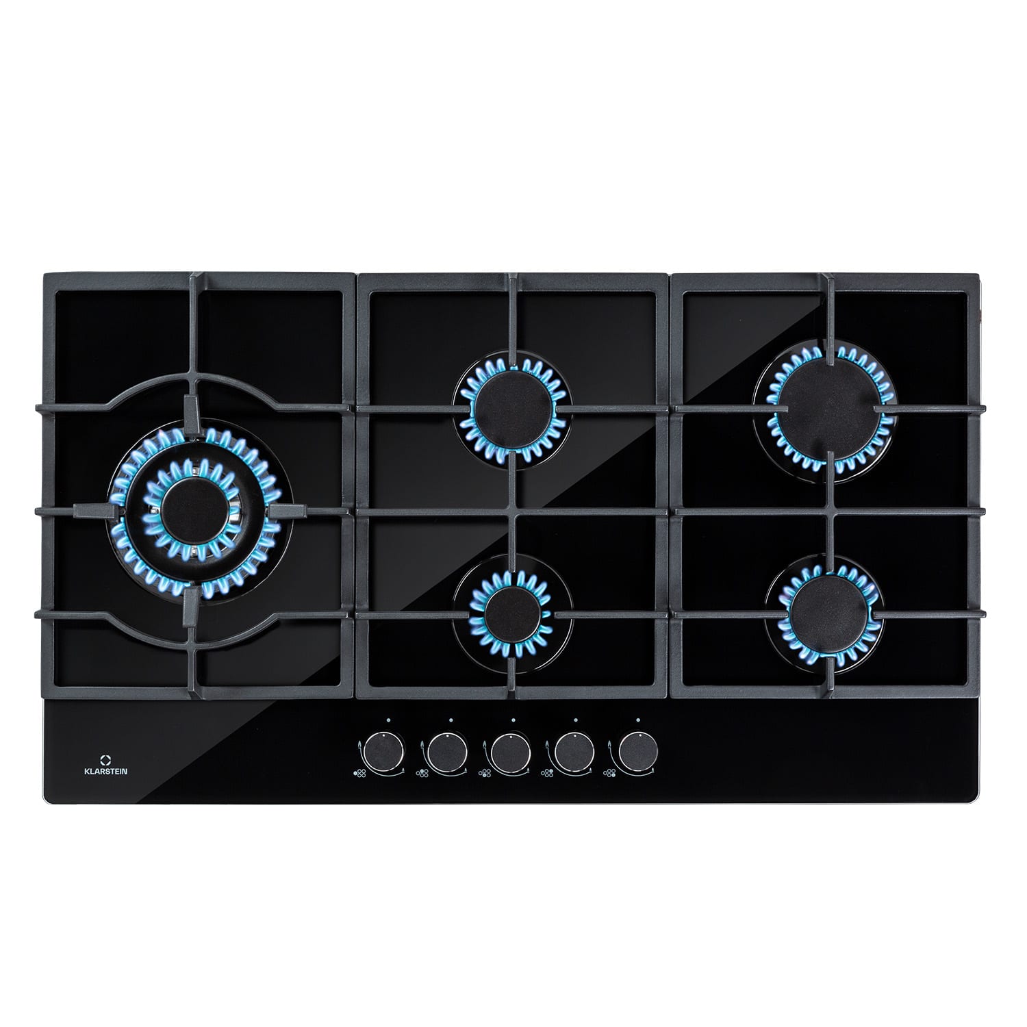 Ignito Chef Edition 5 Zonen Gaskochfeld 5-flammig Sabaf-Brenner Glaskeramik 90 cm | Glas | Schwarz