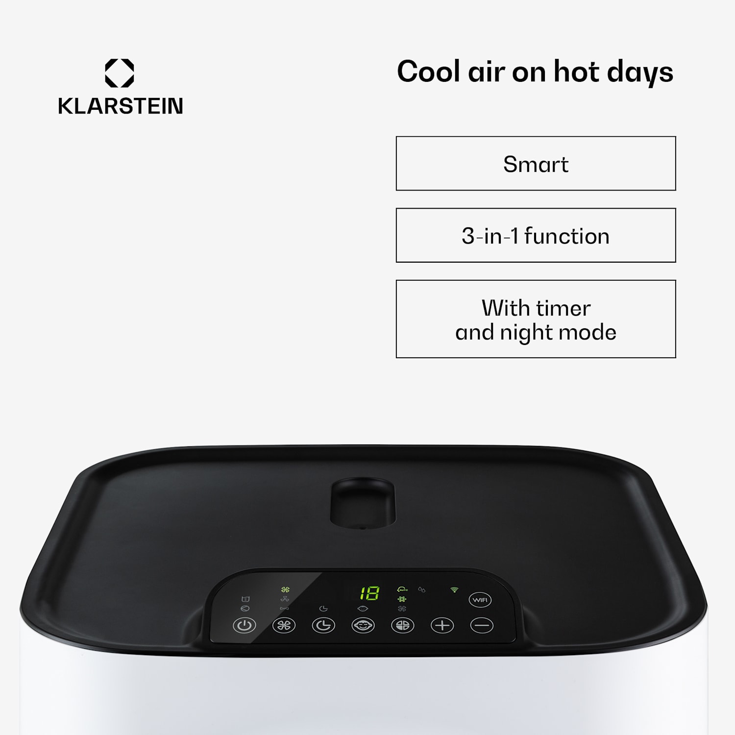 Kraftwerk Eco Smart 11, légkondicionáló, 3 az 1-ben, 11.500 BTU, távirányító, applikációval vezérelhető Fehér