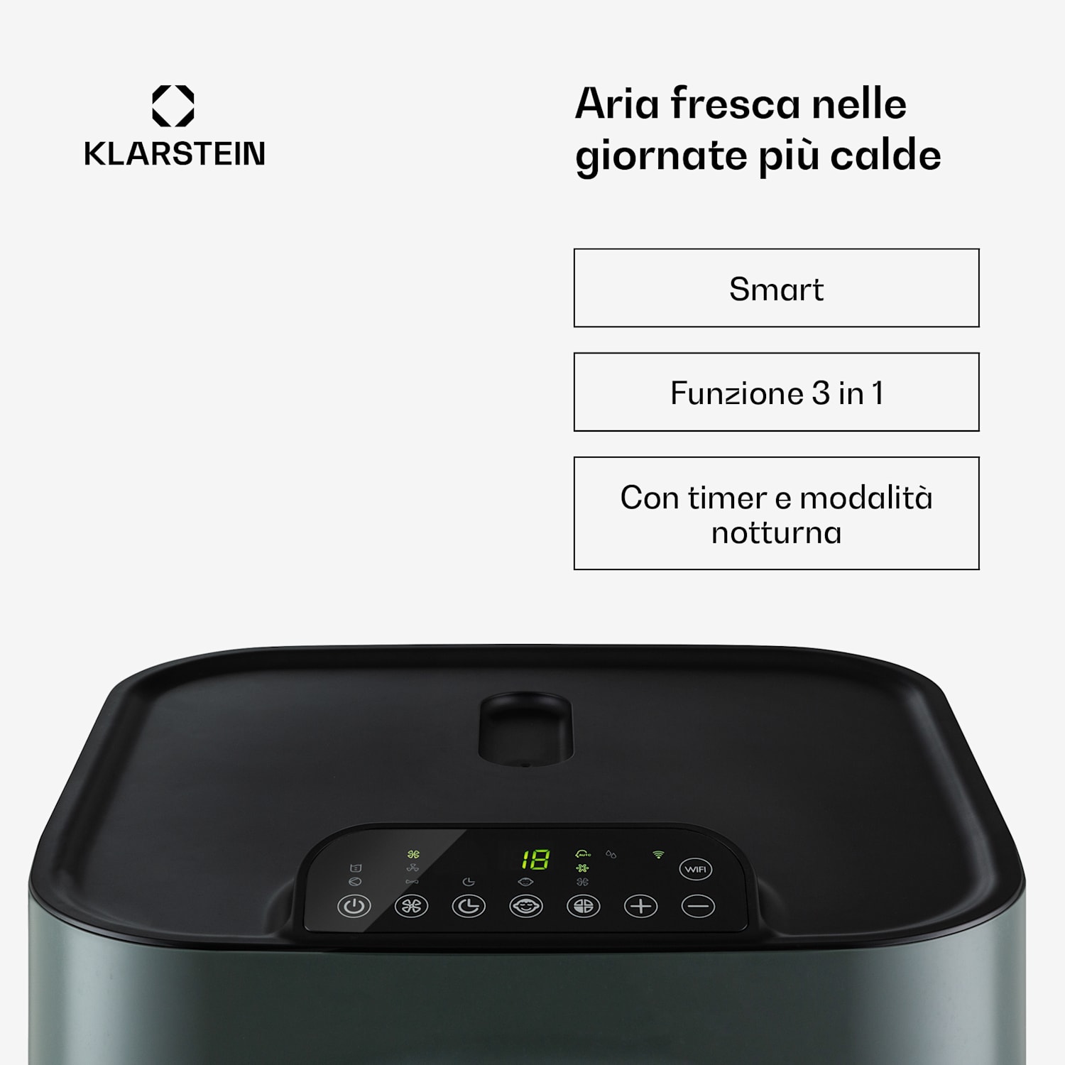Kraftwerk Eco Smart 11 climatizzatore 3 in 1, 11.500 BTU, controllo via app, telecomando  Antracite