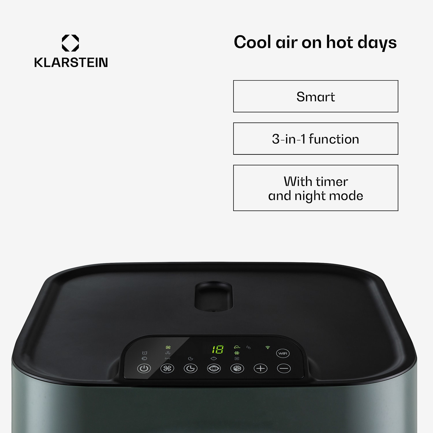 Energiecentrale Eco Smart 11 airconditioning 3-in-1 11.500 BTU app-bediening via de afstandsbediening  Antraciet