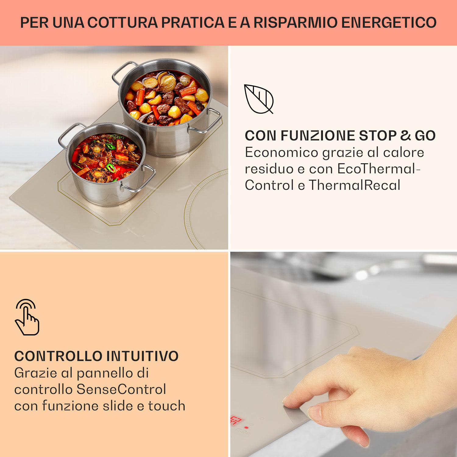 Victoria 5 Flex - Piano cottura a induzione da incasso, 7400 W, 2 zone flessibili, timer  