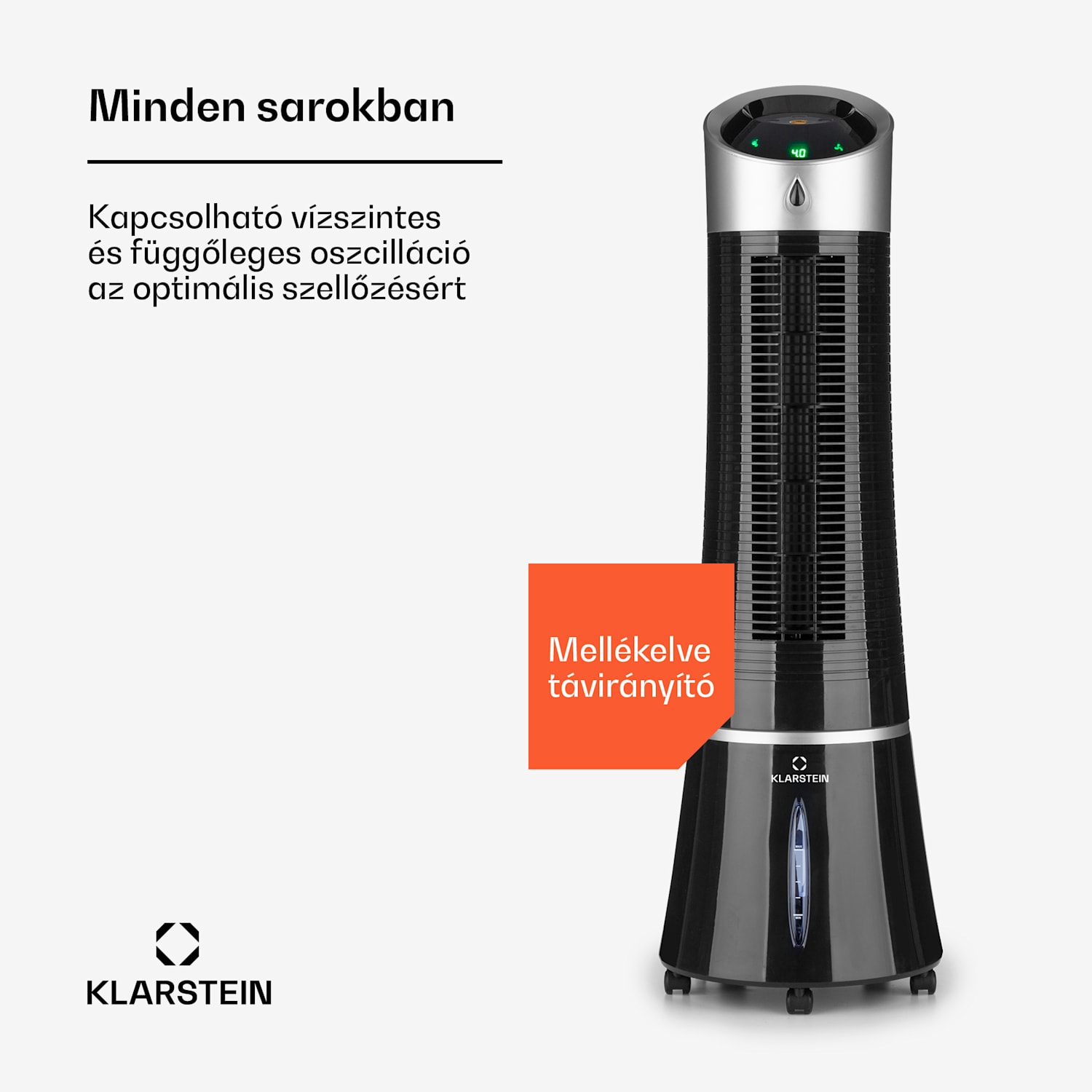Skyscraper Ice Smart, 4 az 1-ben, léghűtő és ventilátor, WiFi, 210m³/ó, távirányítóval 210 m³/h | Igen | Fekete