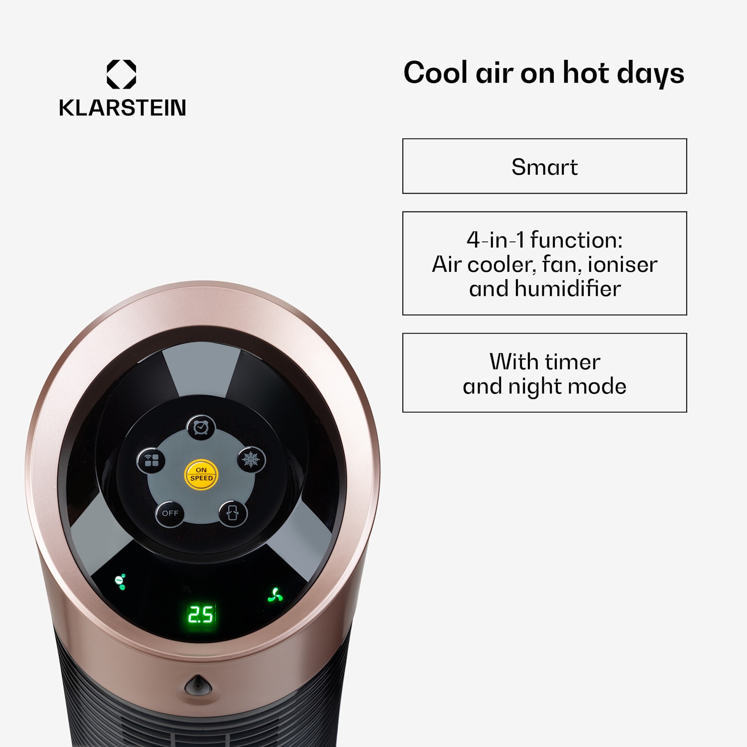 Skyscraper Ice Smart 4-in-1 ilmanjäähdytin ja tuuletin WiFi 210m³/h kaukosäädin 210 m³/h | Kyllä | Musta / Ruusukulta Metallinen