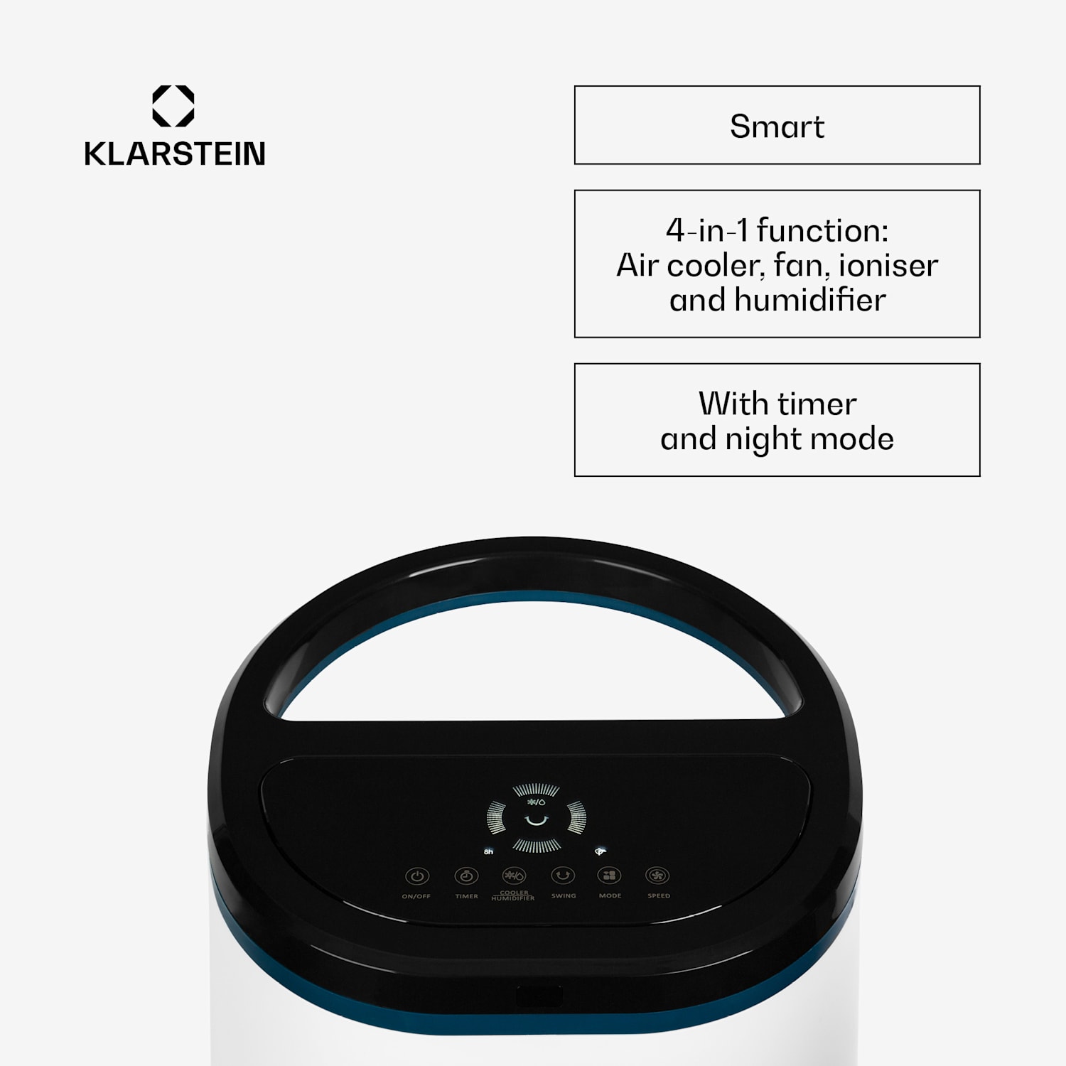 IceWind Plus Smart Smart Refroidisseur d'air 4-en-1 Ventilateur Humidificateur Purificateur d'air Contrôle par application 330 m³/h | Oui | Blanc / noir