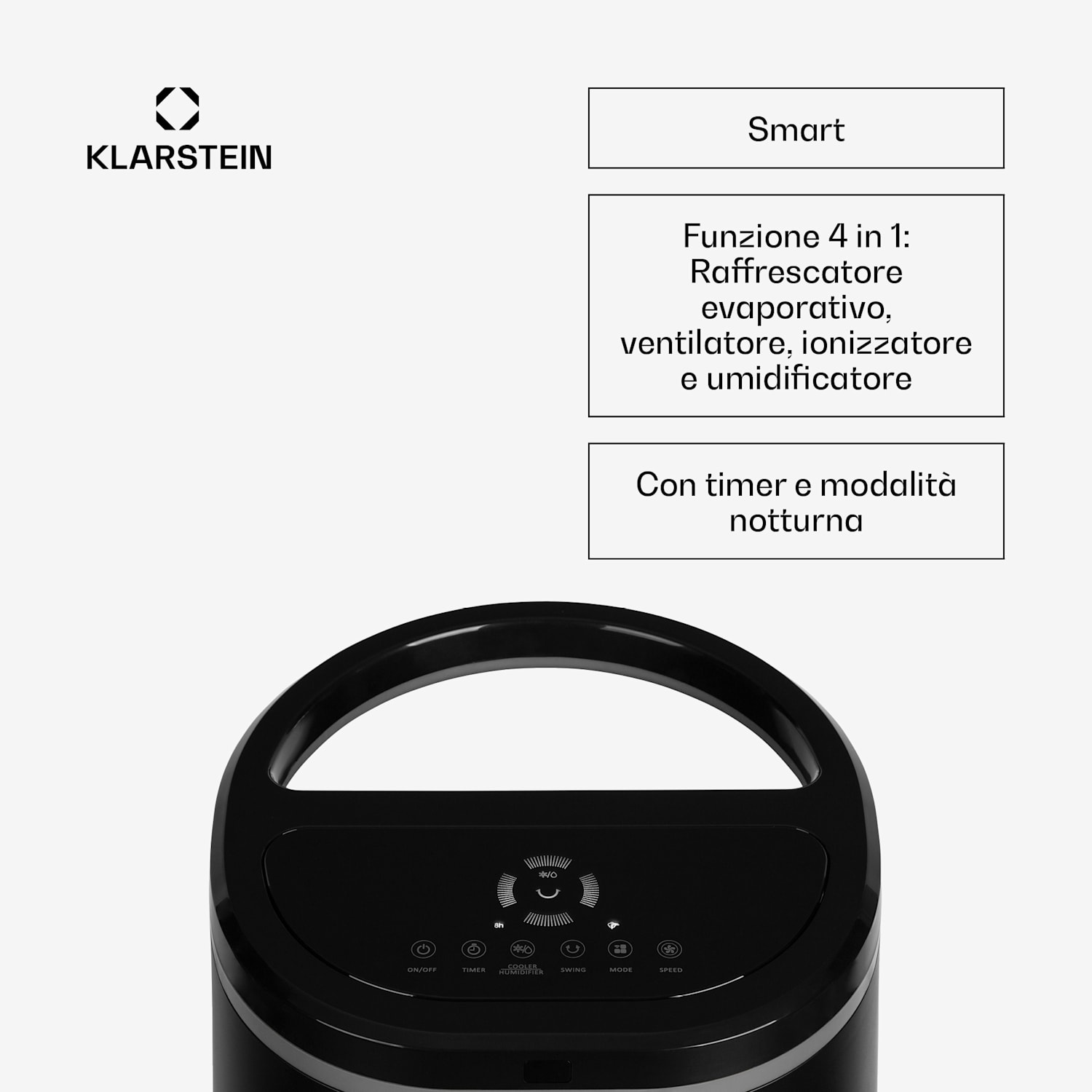 IceWind Plus Smart Smart 4-in-1 Raffreddatore d'aria ventilatore umidificatore purificatore d'aria Controllo tramite App 330 m³/h | Sì | Nero