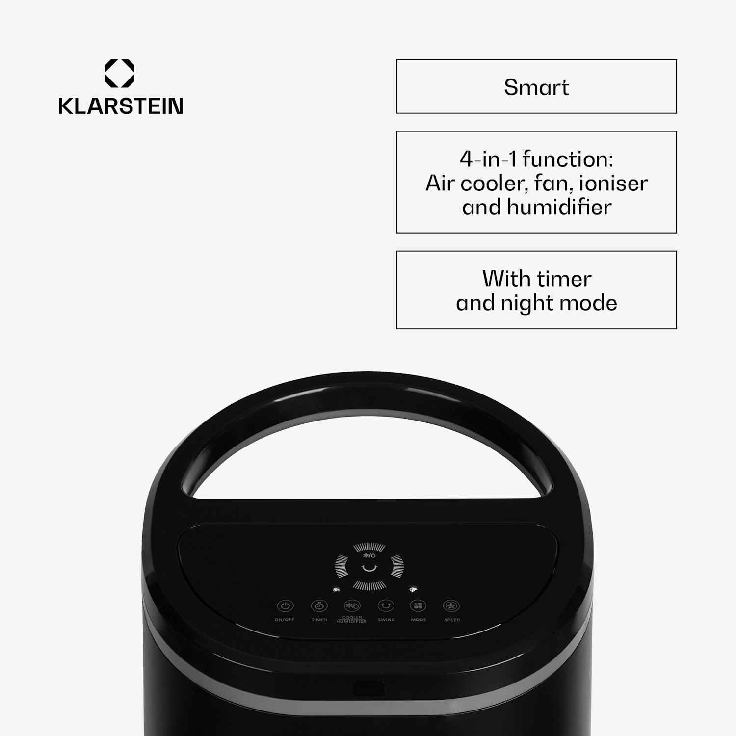 IceWind Plus Smart Smart Refroidisseur d'air 4-en-1 Ventilateur Humidificateur Purificateur d'air Contrôle par application 330 m³/h | Oui | Noir