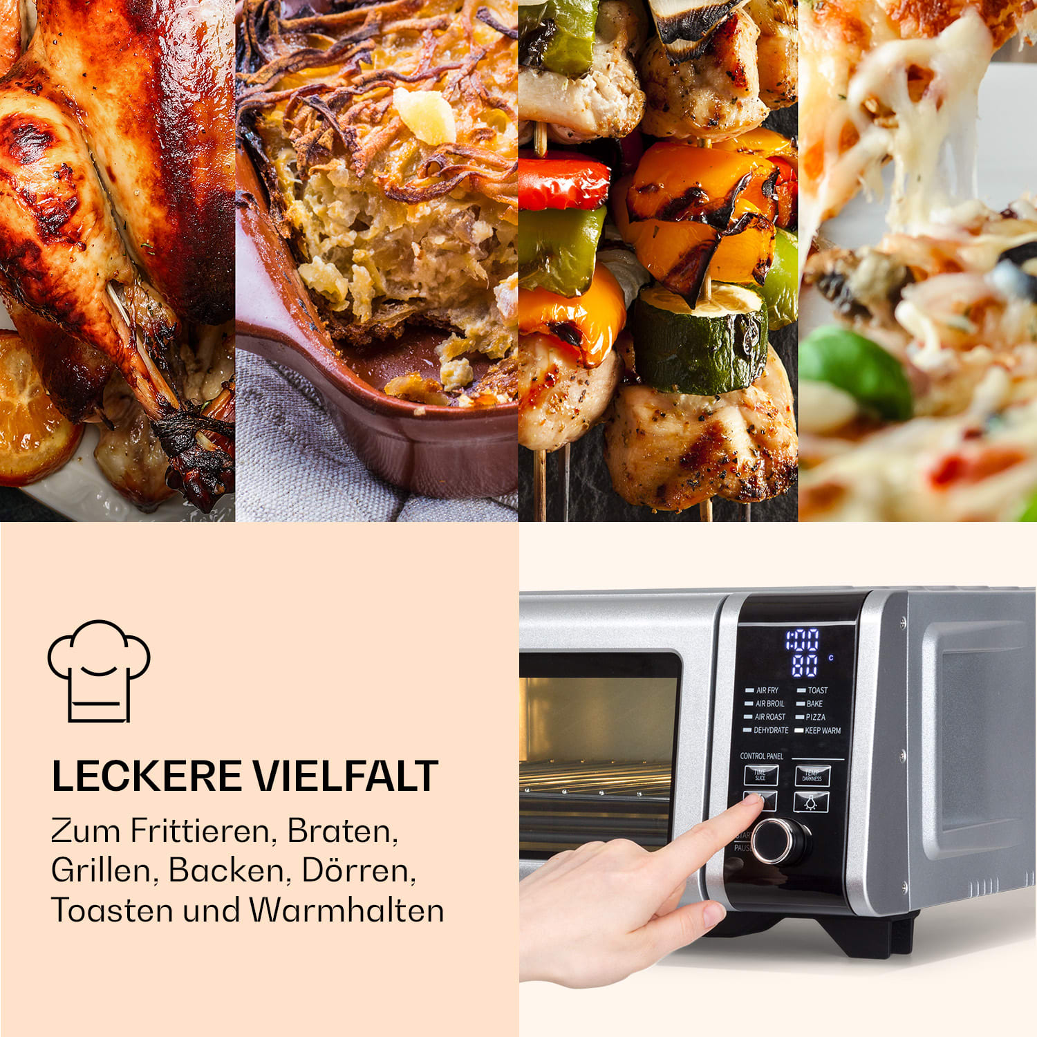 Friggitrice ad aria Vita-Crisp 1700W 10L 8 funzioni Salvaspazio 