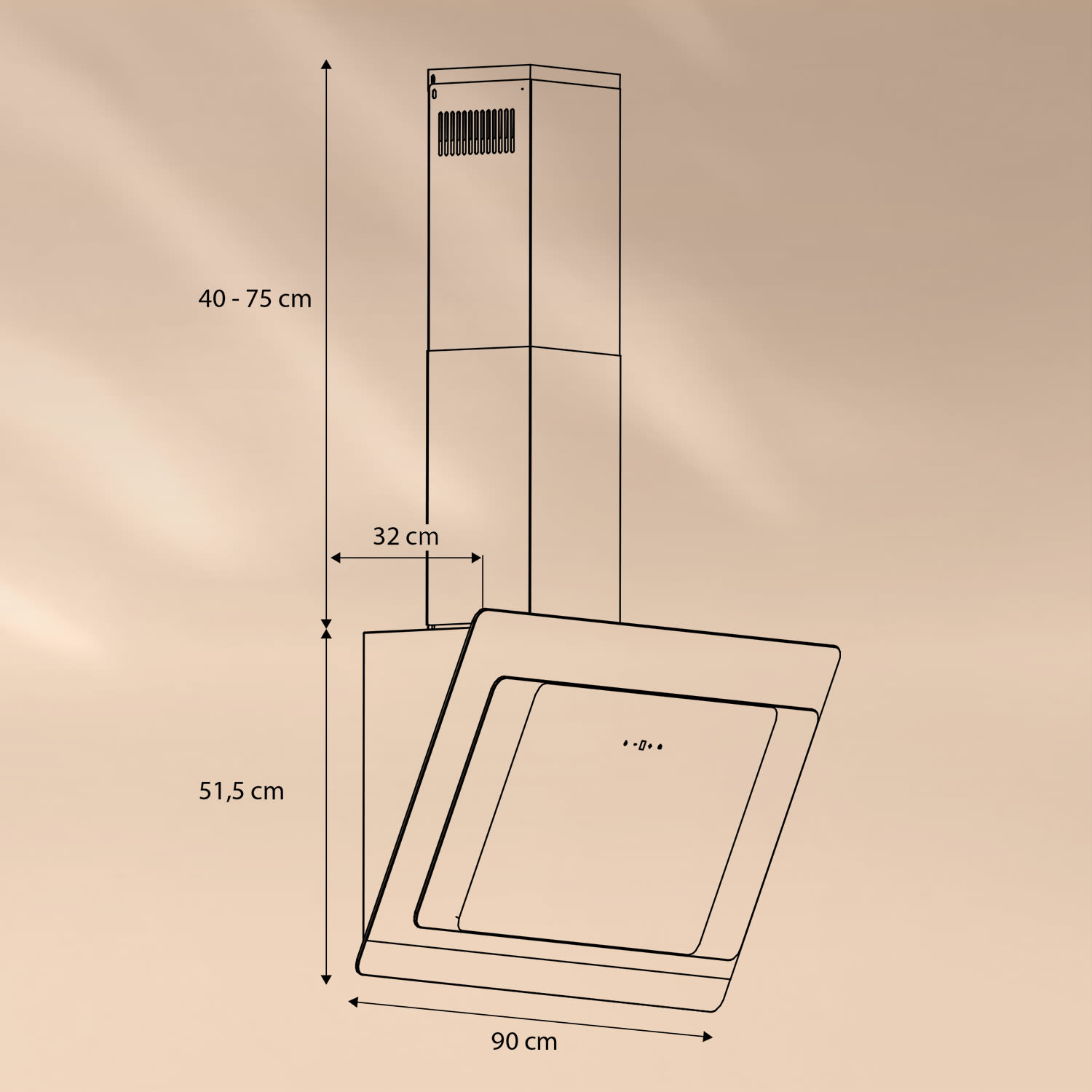 Aurora 90 Smart Dunstabzugshaube 550 m³/h 90cm kopffrei Ambiente-Licht   EEC A++ 