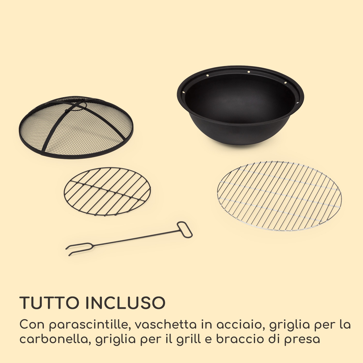 Braciere Monolith di blumfeldt con griglia in MGO e copertura in acciaio con parascintille 
