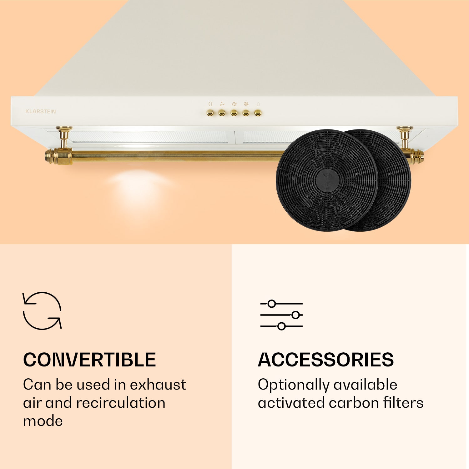 Montblanc 60, páraelszívó, 610 m³/ó, 165 W, 2 x 1,5 W LED, díszléc 