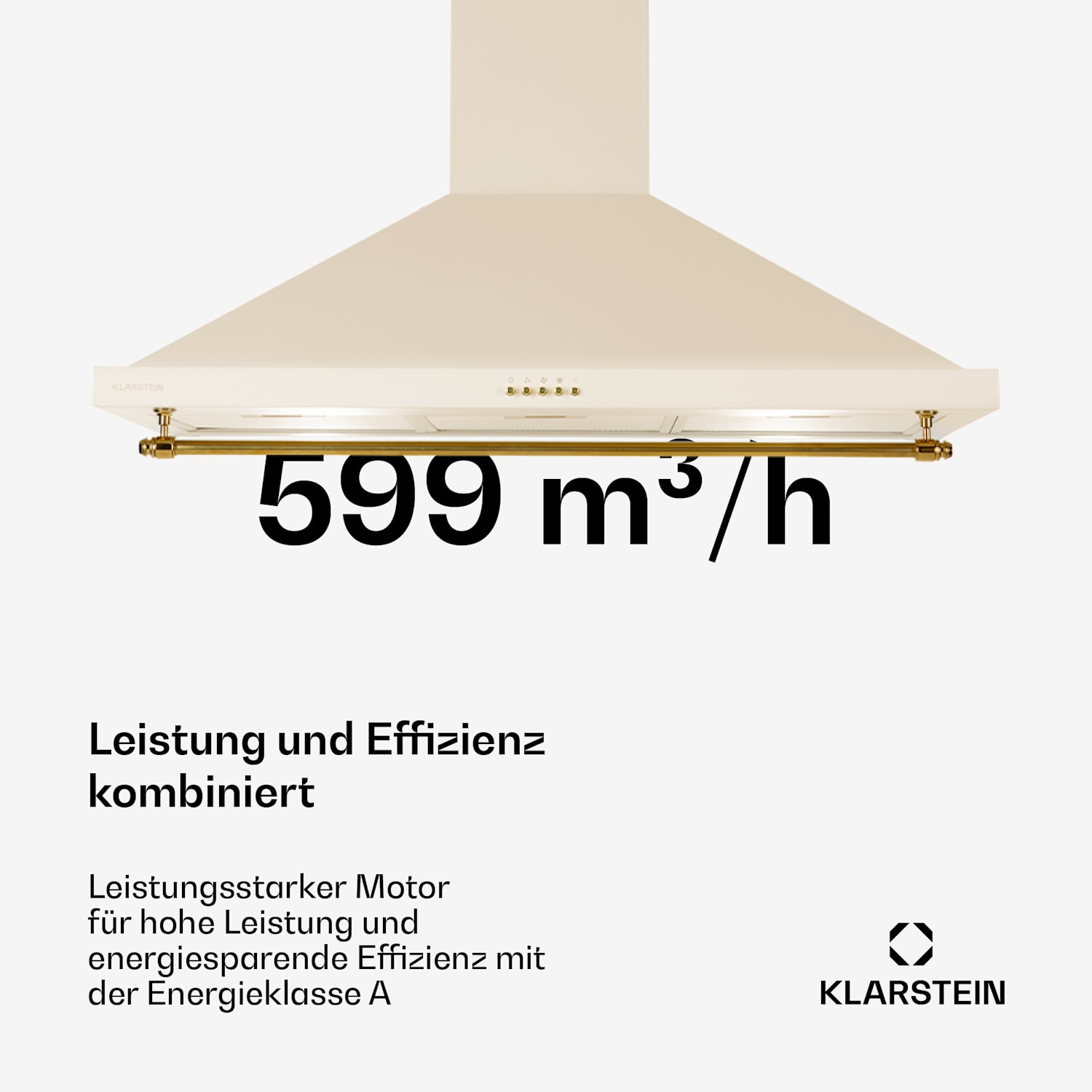 Montblanc 90 Dunstabzugshaube 610m³/h 165W 2x1,5W LED Reling  Vintage-Creme