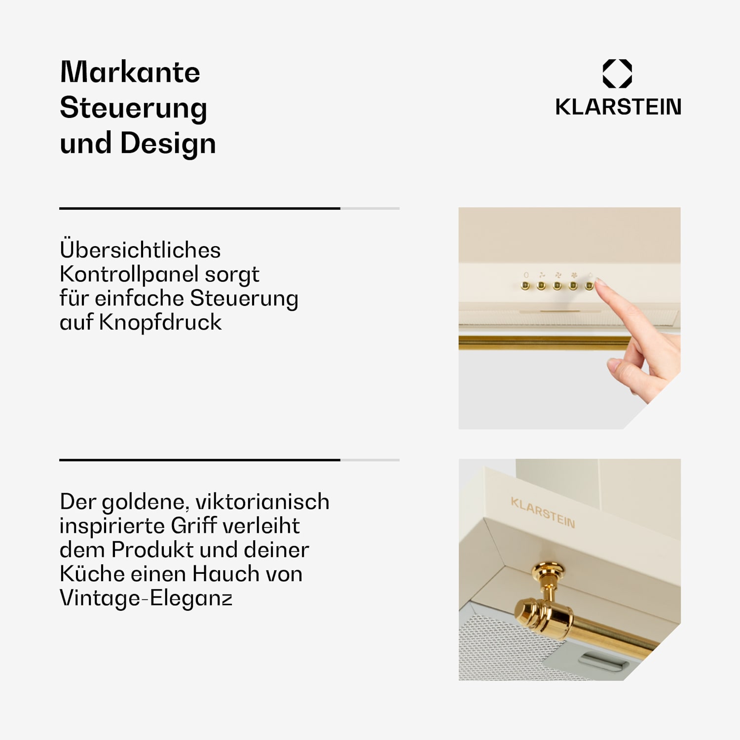 Montblanc 90 Dunstabzugshaube 610m³/h 165W 2x1,5W LED Reling  Vintage-Creme