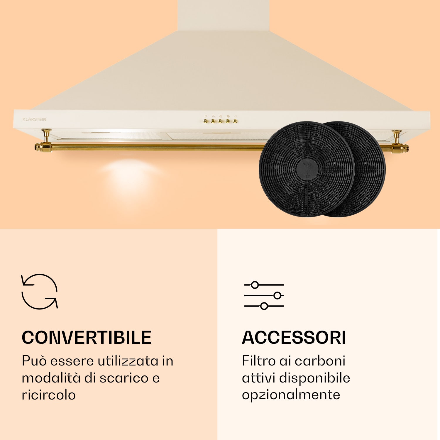 Montblanc 90 - Cappa aspirante, 610 m³/h, 165 W, 2 x 1,5 W, LED, barra per utensili  