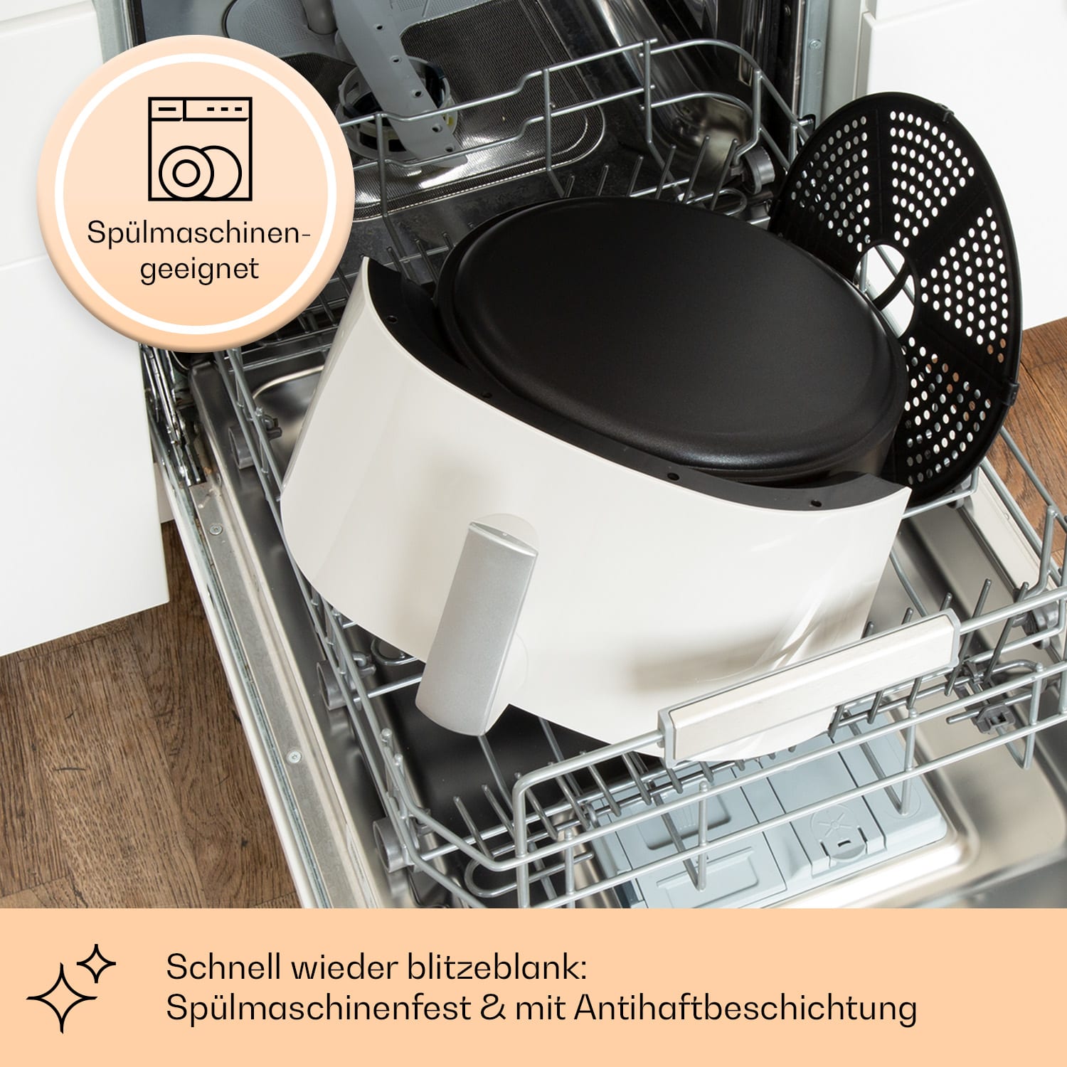 Air Bloom Heißluftfritteuse Dampffunktion 1500W 7,5 Liter 16 Programme 