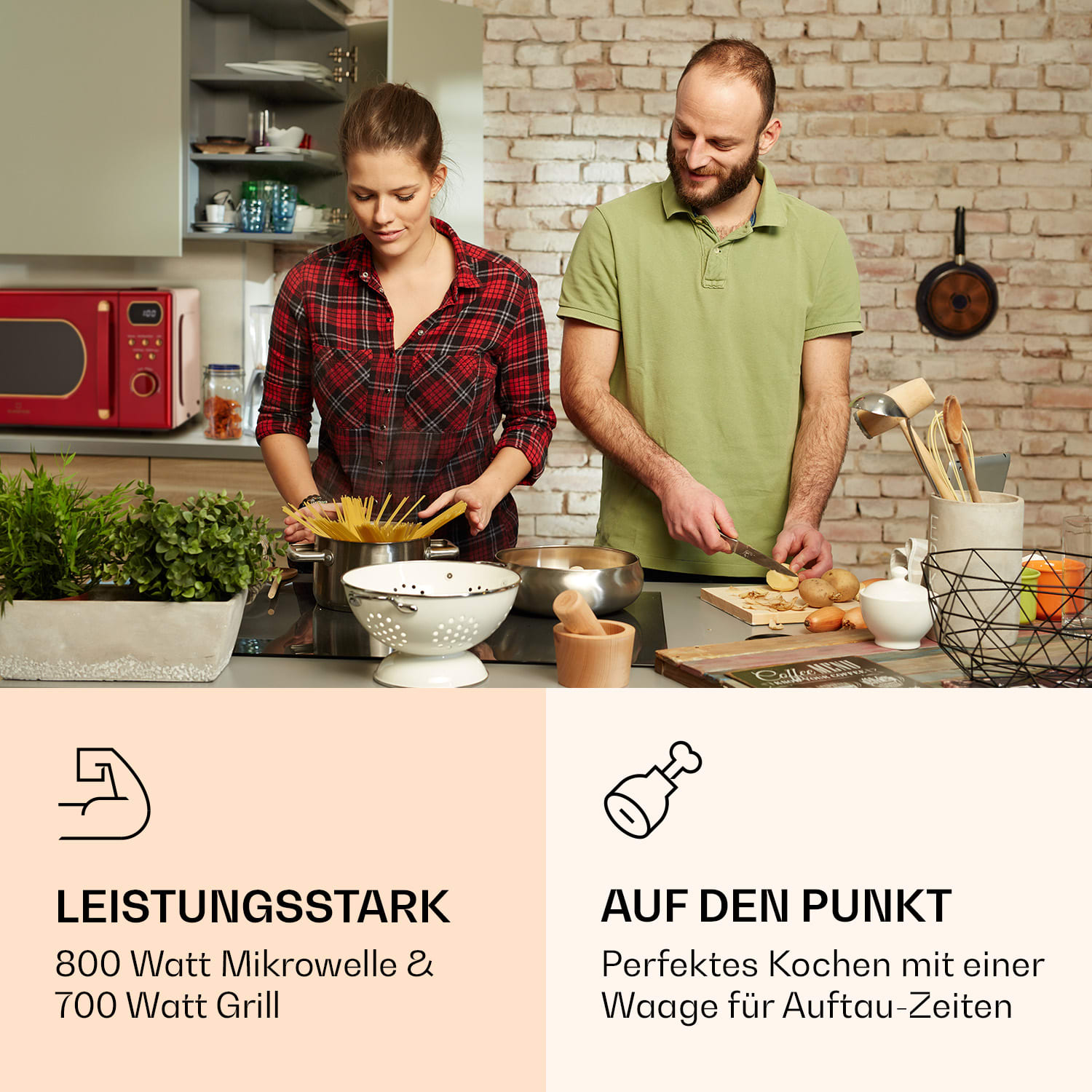 Julieta Mikrowelle mit Grill 20l 700 / 800 W Ø25,5cm 8 Programme Rot