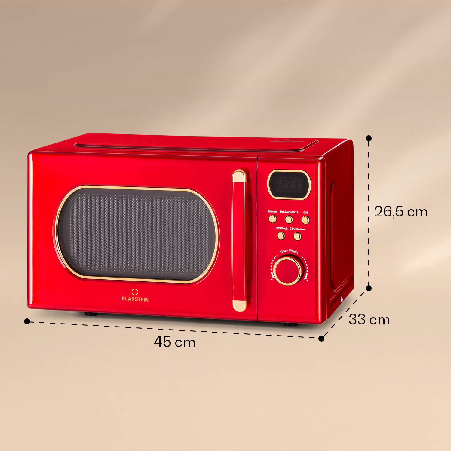 Julieta forno a microonde con grill, 20l, 700 / 800 W, Ø25,5cm, 8 programmi Rosso