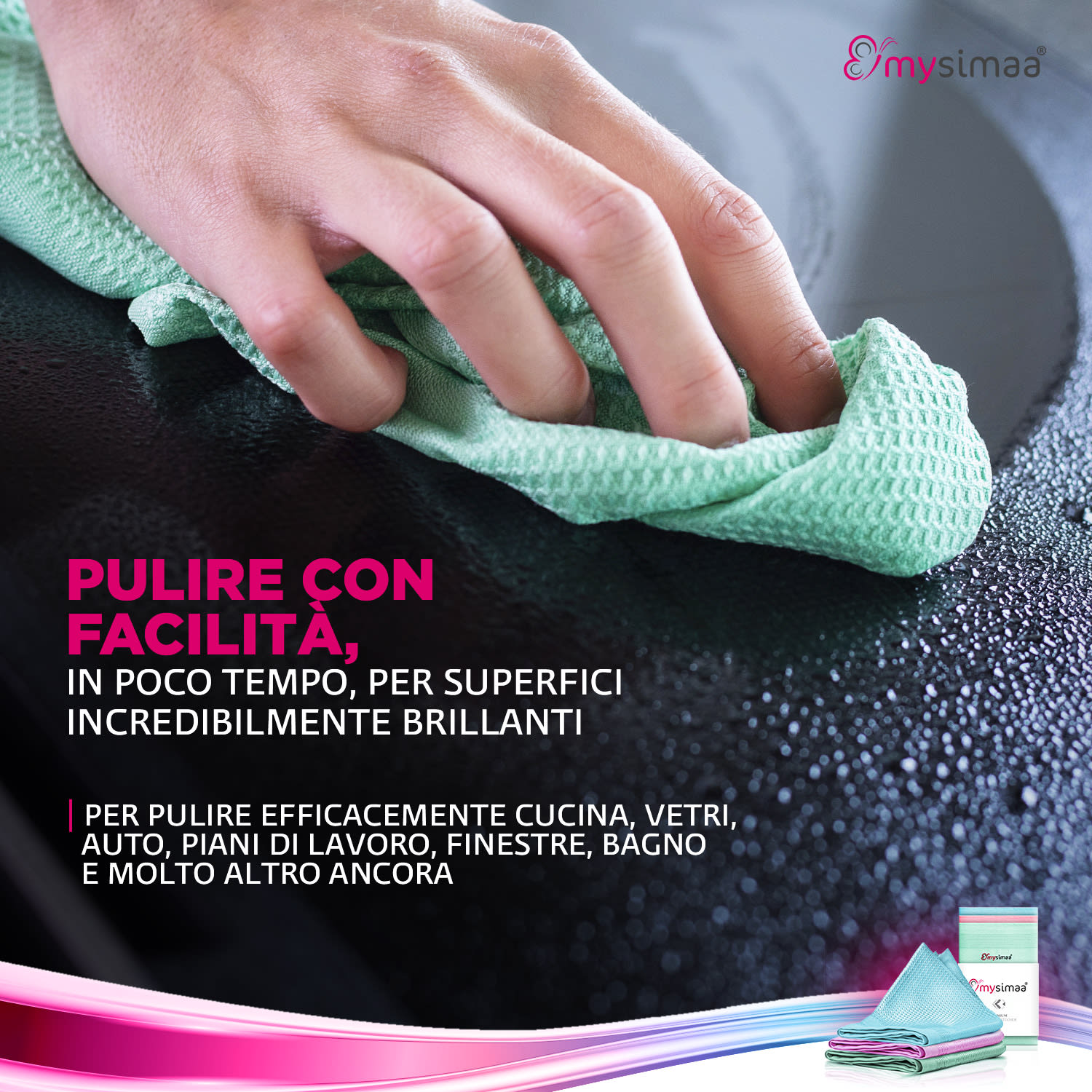 Professional Cleaning Cloths, pacco classico, panni per la pulizia, in microfibra, 60x40 cm Multi