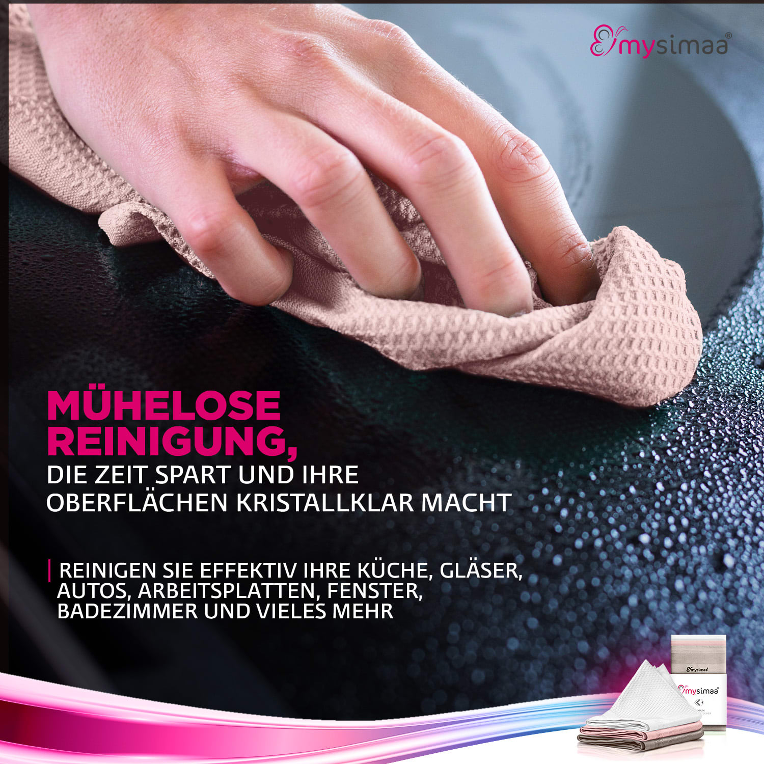Professional Cleaning Cloths Chiffon de nettoyage en microfibres 40x40 cm Multi