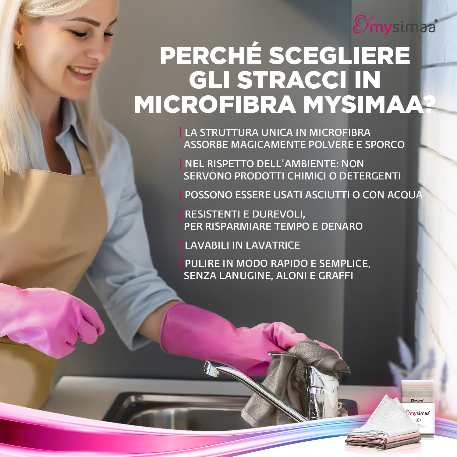Professional Cleaning Cloths, panni per la pulizia, in microfibra, 40x40 cm Multi