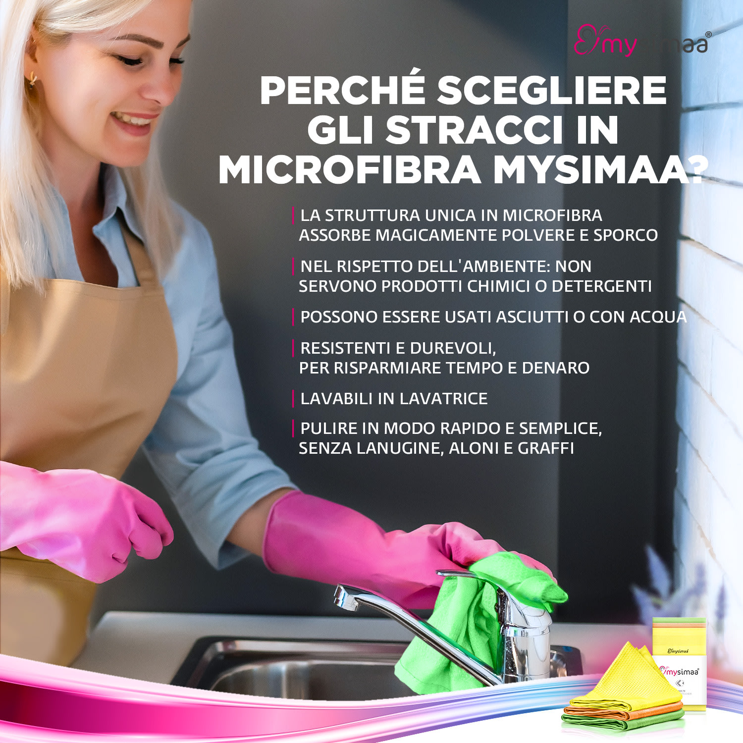 Professional Cleaning Cloths, panni per la pulizia, in microfibra, 40x40 cm neon