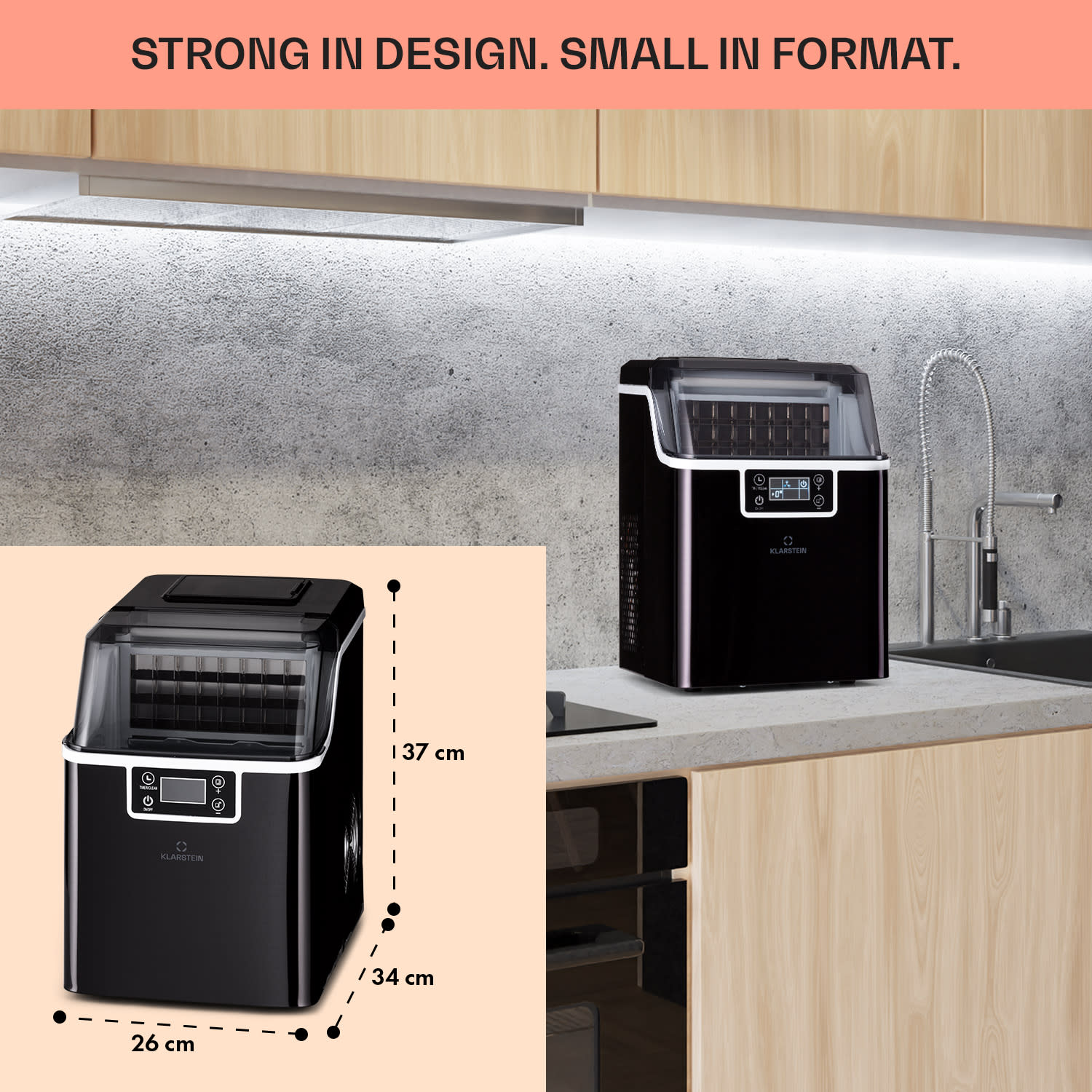 Chios ice cube maker 20 kg/24 h Auto-Clean 3.2-litre water tank Black