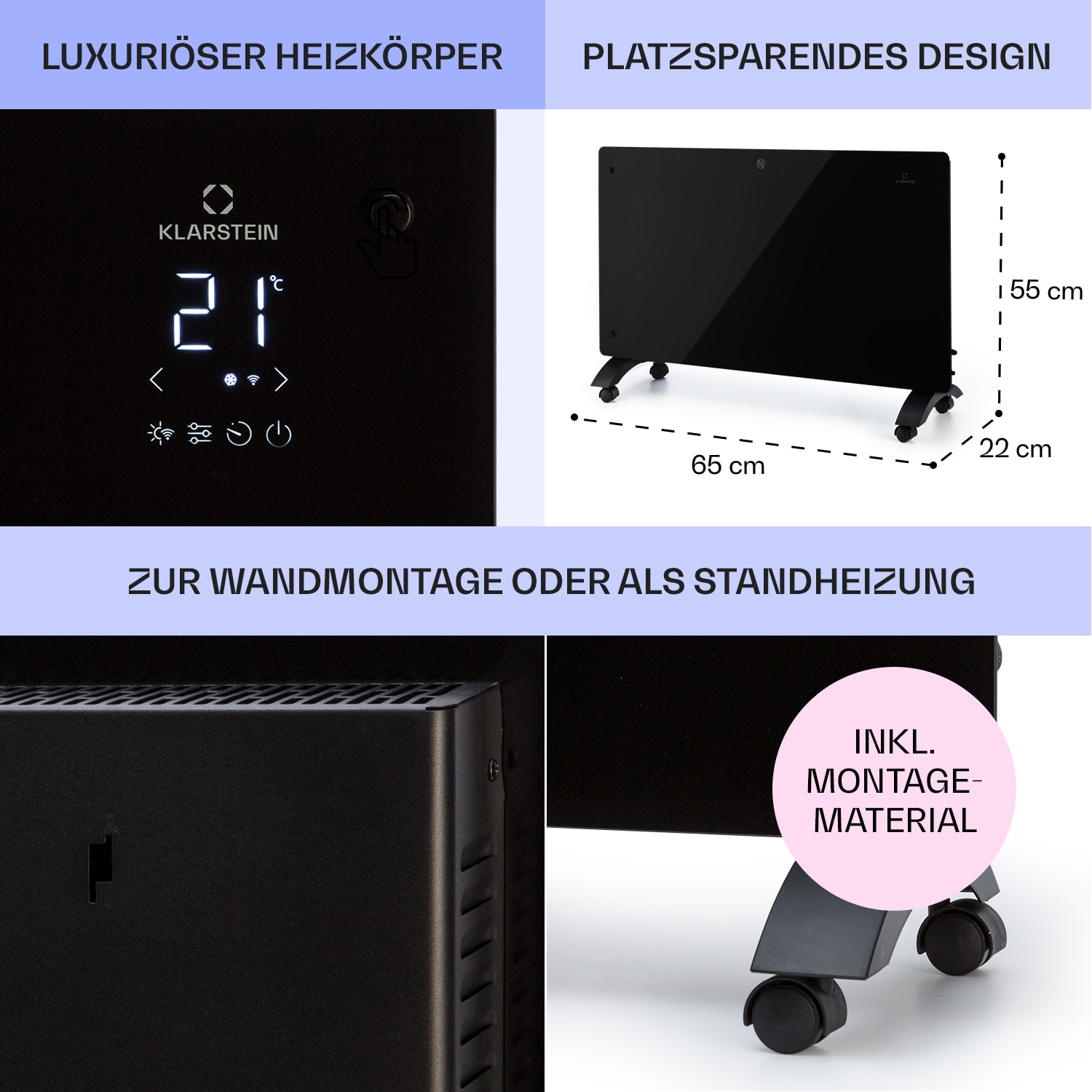 Bansin Crystal Smart Konvektions-Heizgerät 1500W 5 - 50 °C App-Steuerung 1500 W | Schwarz