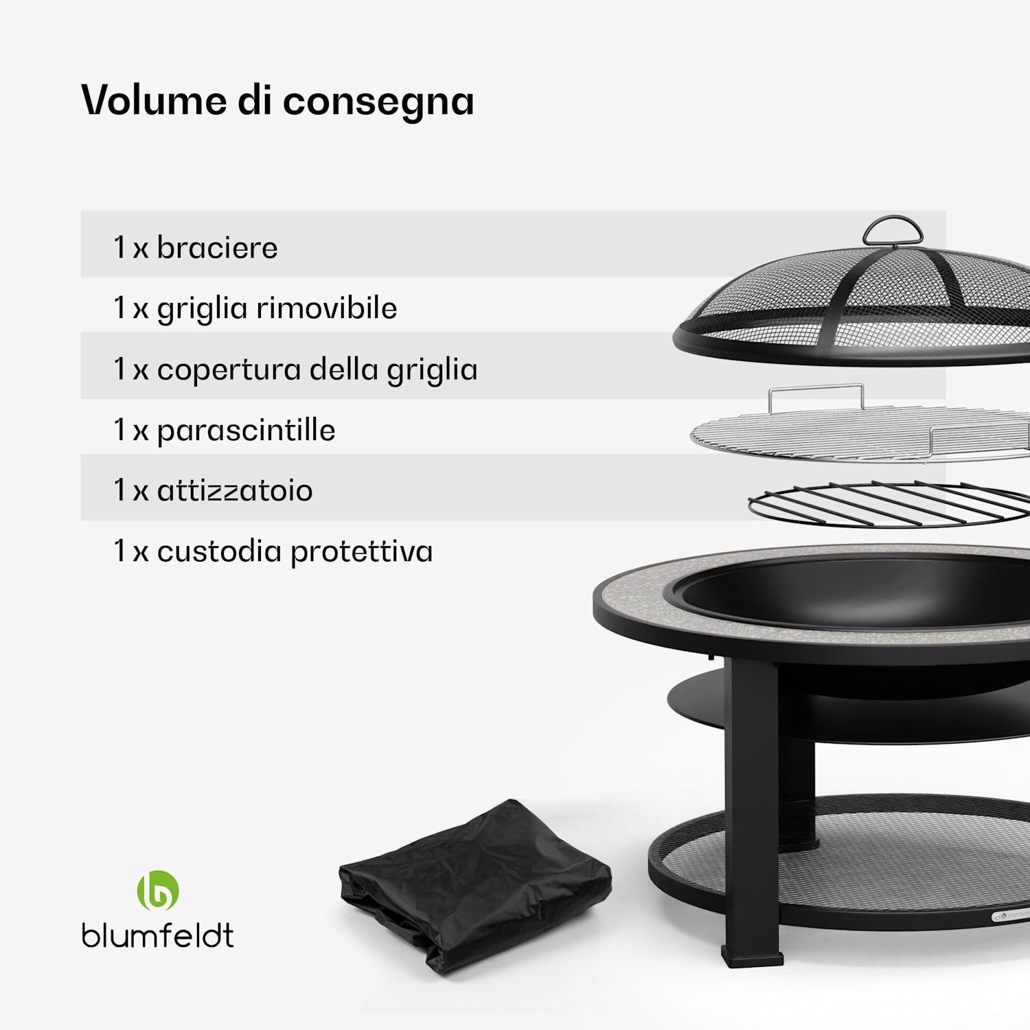 Merano Circolo - Braciere 3 in 1 con funzione grill, utilizzabile come tavolo, 87 cm di diametro round | Grigio
