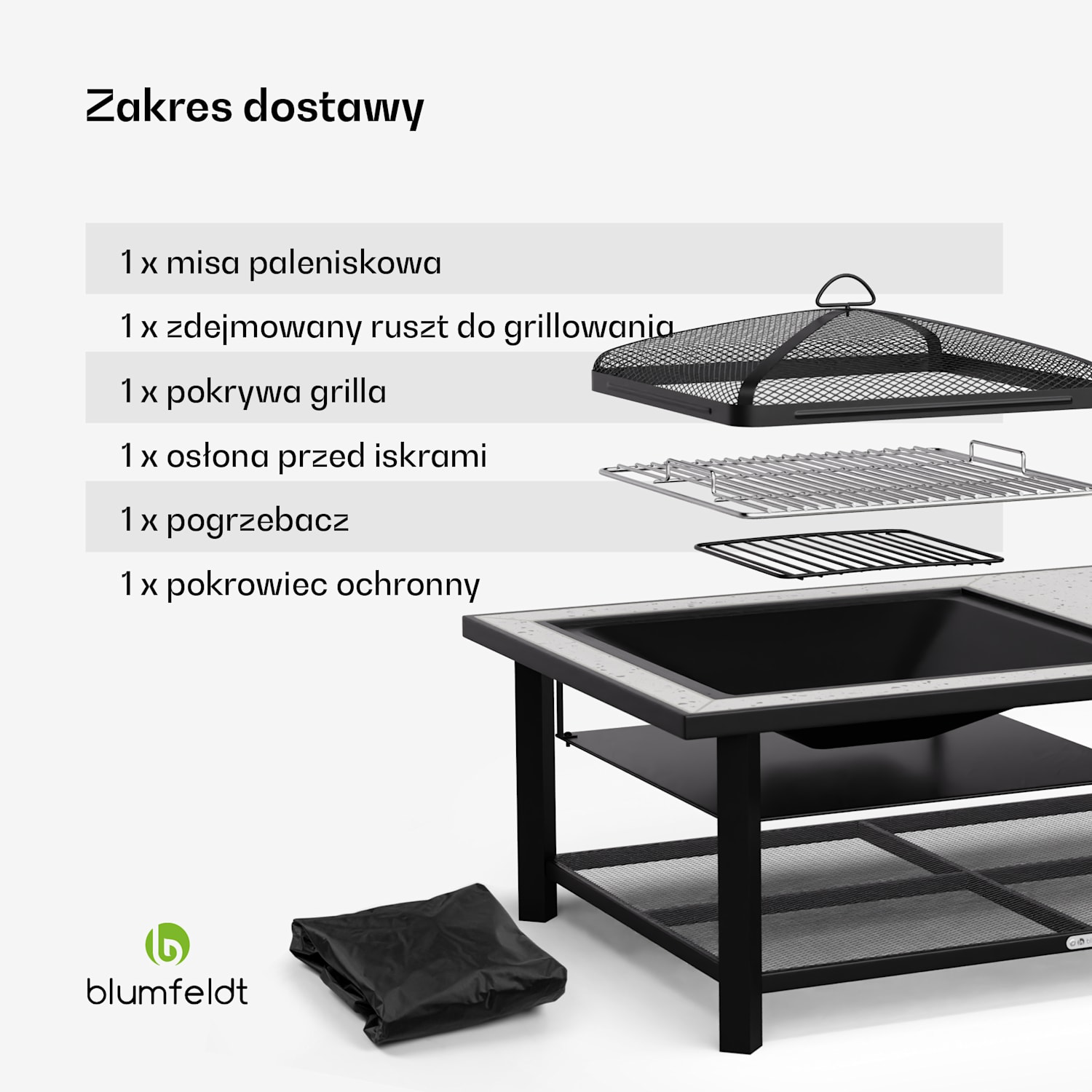 Merano Avanzato L, misa paleniskowa 3 w 1, z funkcją grilla, może być używana jako stół, 122 x 87 cm prostokątny | Biały